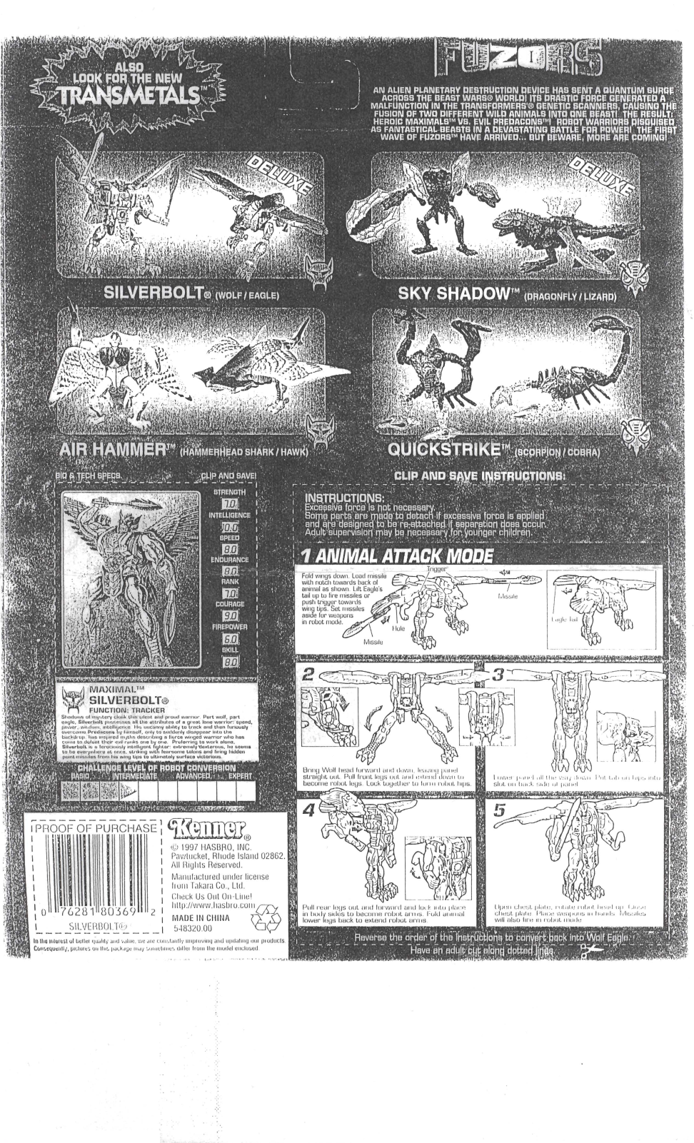 HASBRO Transformers Fuzors Silverbolt Maximal User Manual