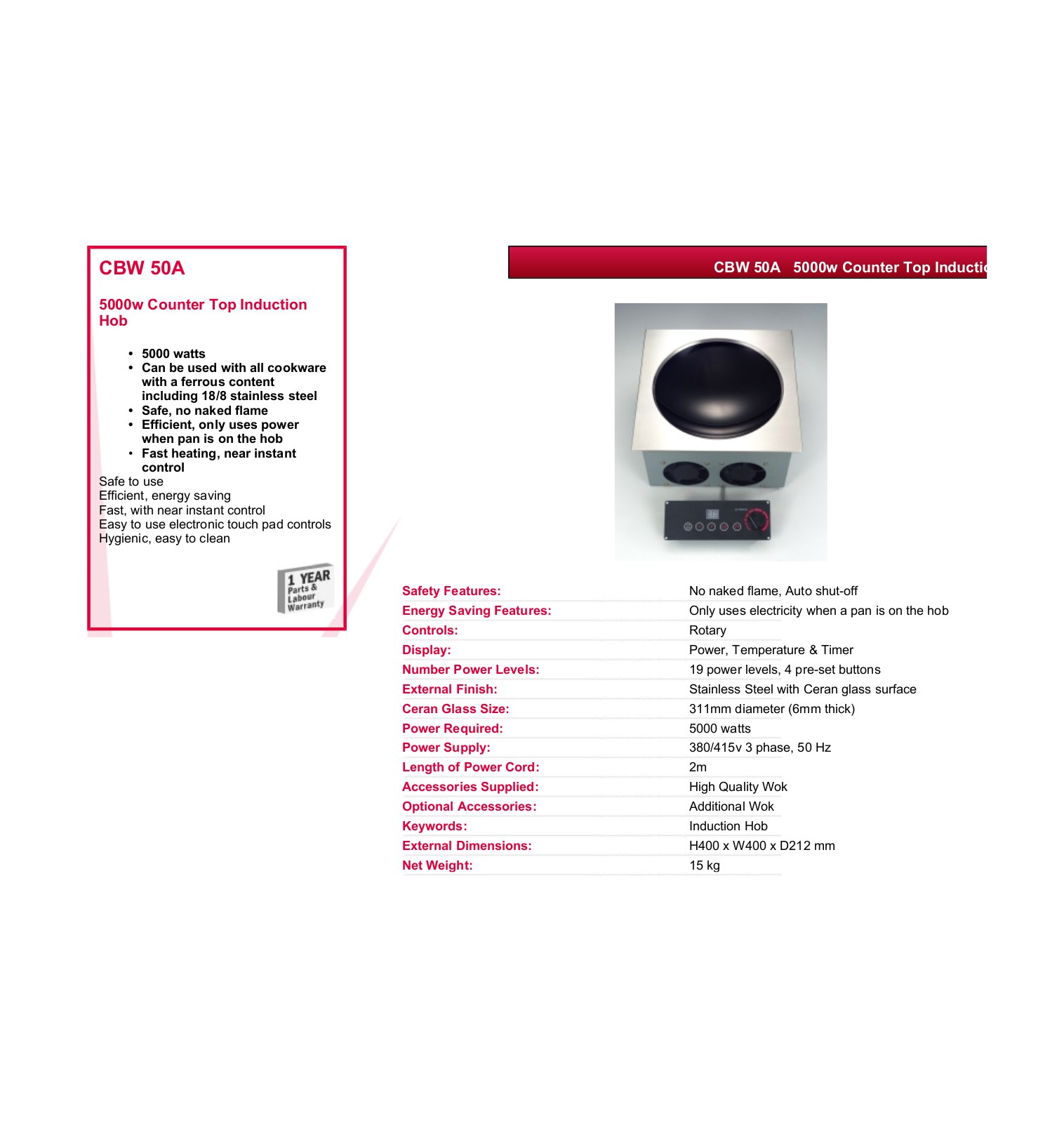 Valera CBW 50A DATASHEET