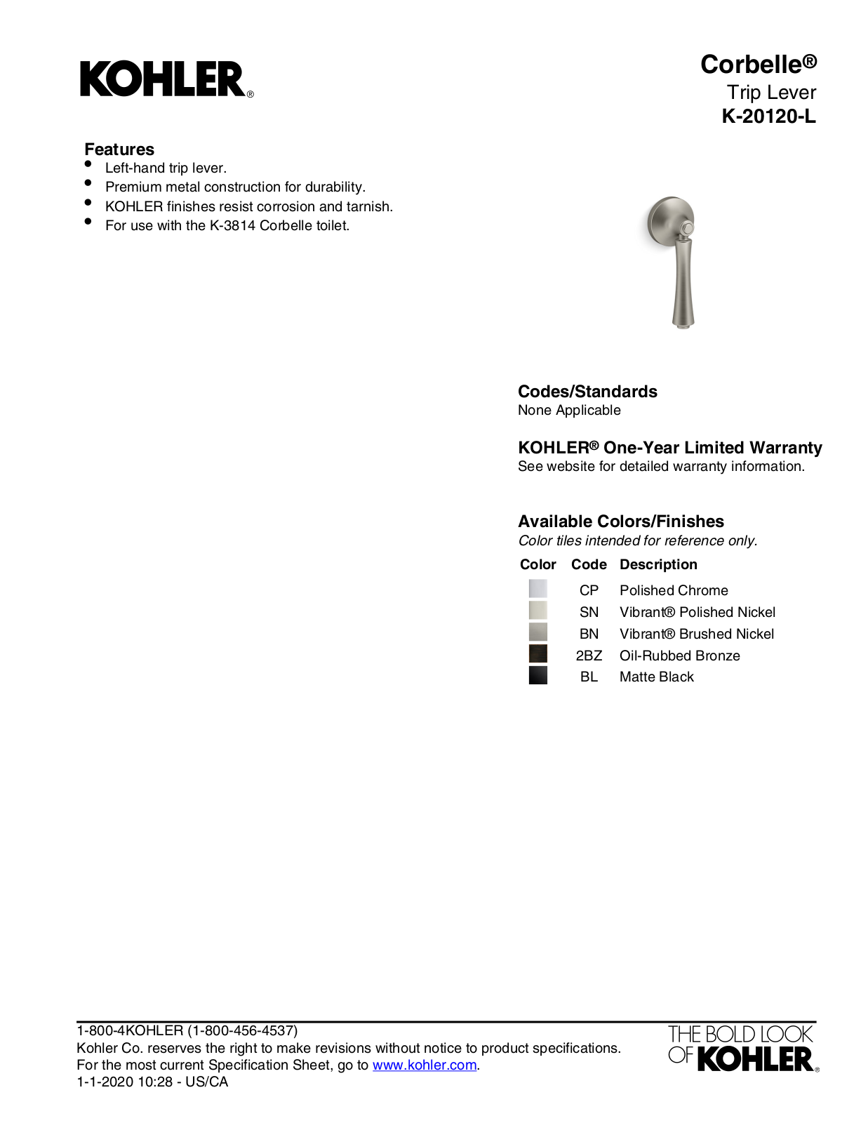 Kohler LBPR4279 Specifications - ManualMachine.com