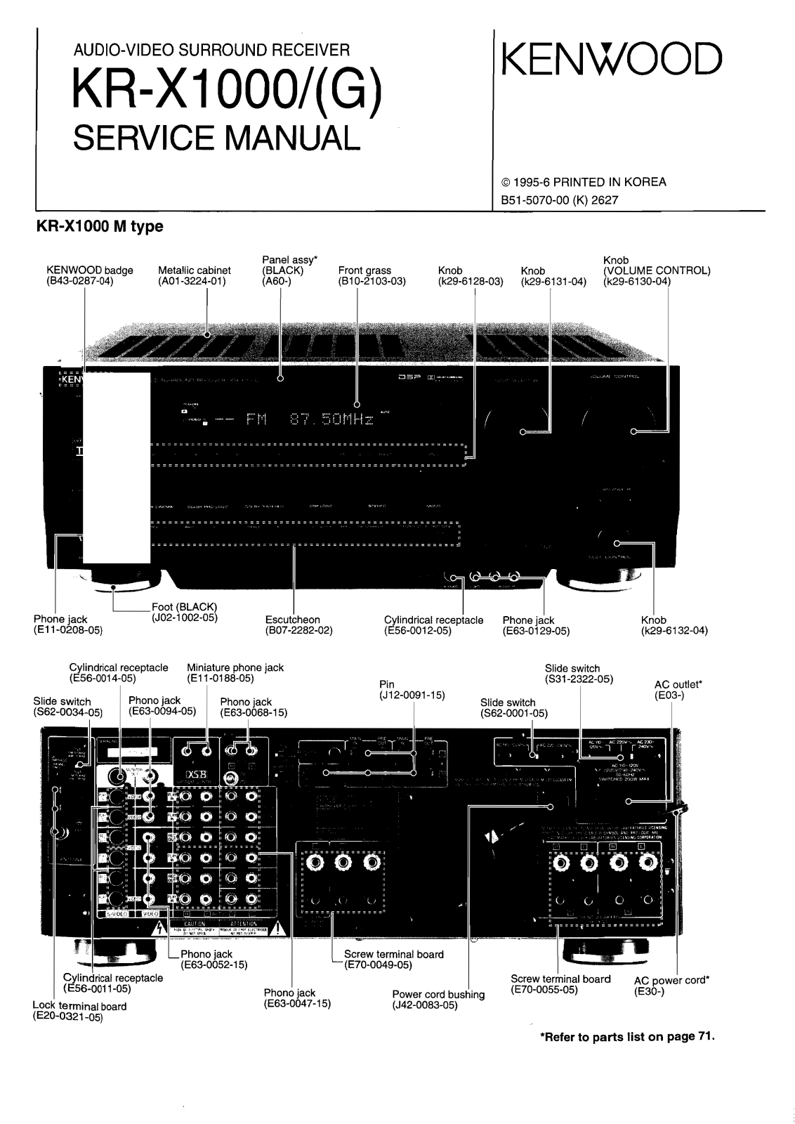 Kenwood KR-X1000 Service Manual