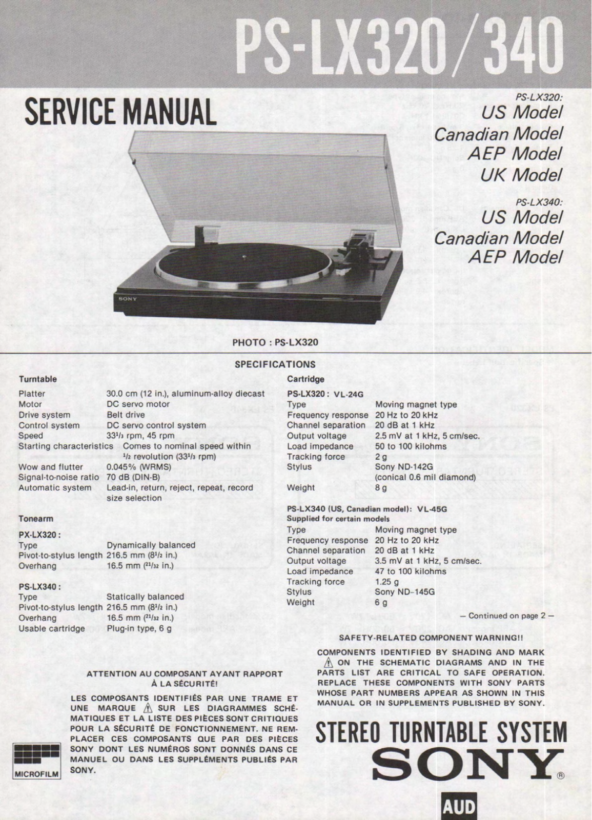 Sony PS-LX340 Service Manual