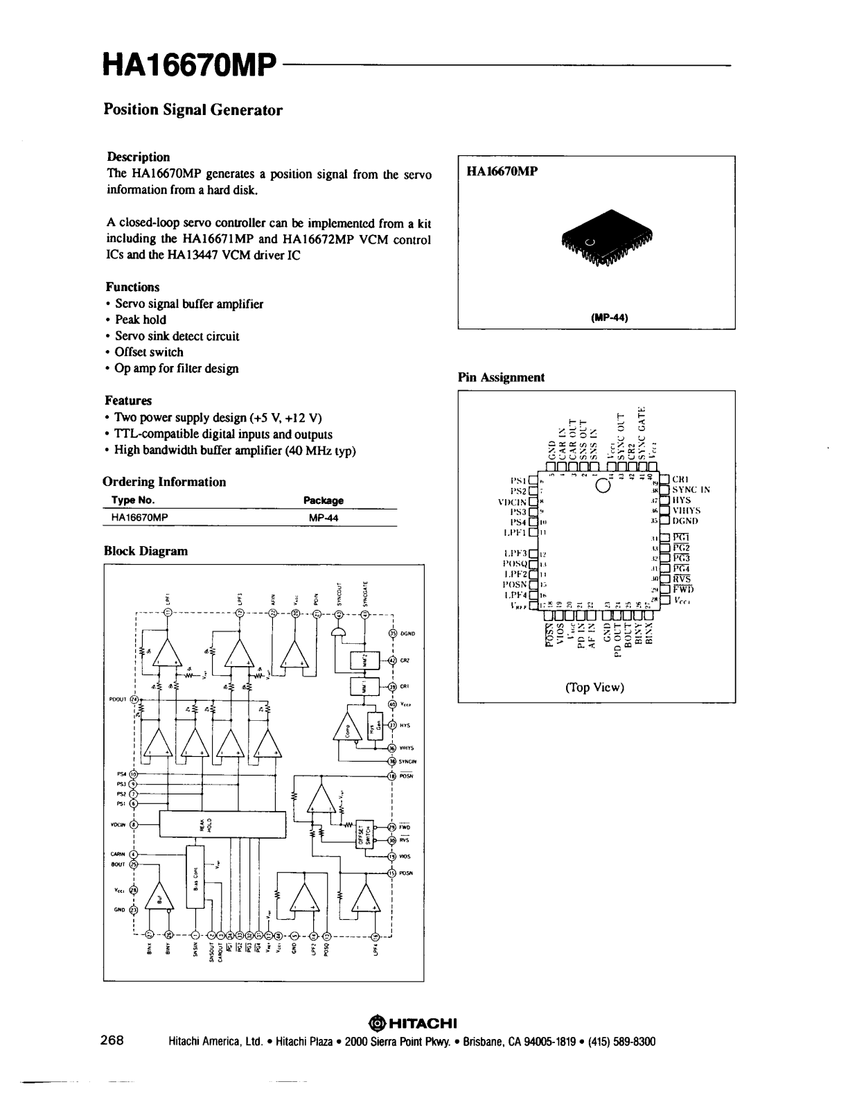 HIT HA16670MP Datasheet