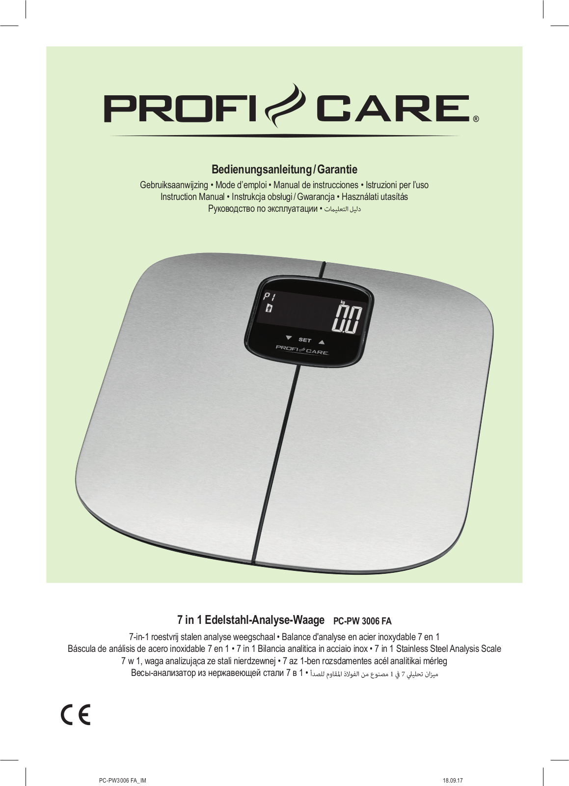 ProfiCare PC-PW 3006 FA User Manual