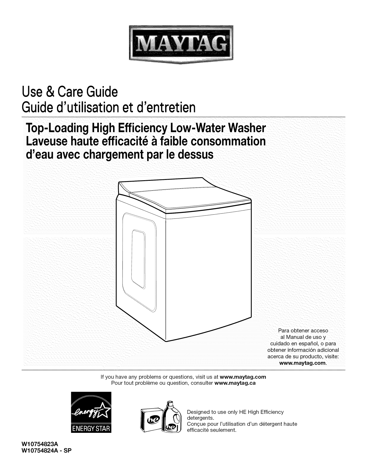 Maytag MVWB955FW0, MVWC565FW0, MVWB955FW1, MVWB955FC1, MVWB955FC0 Owner’s Manual