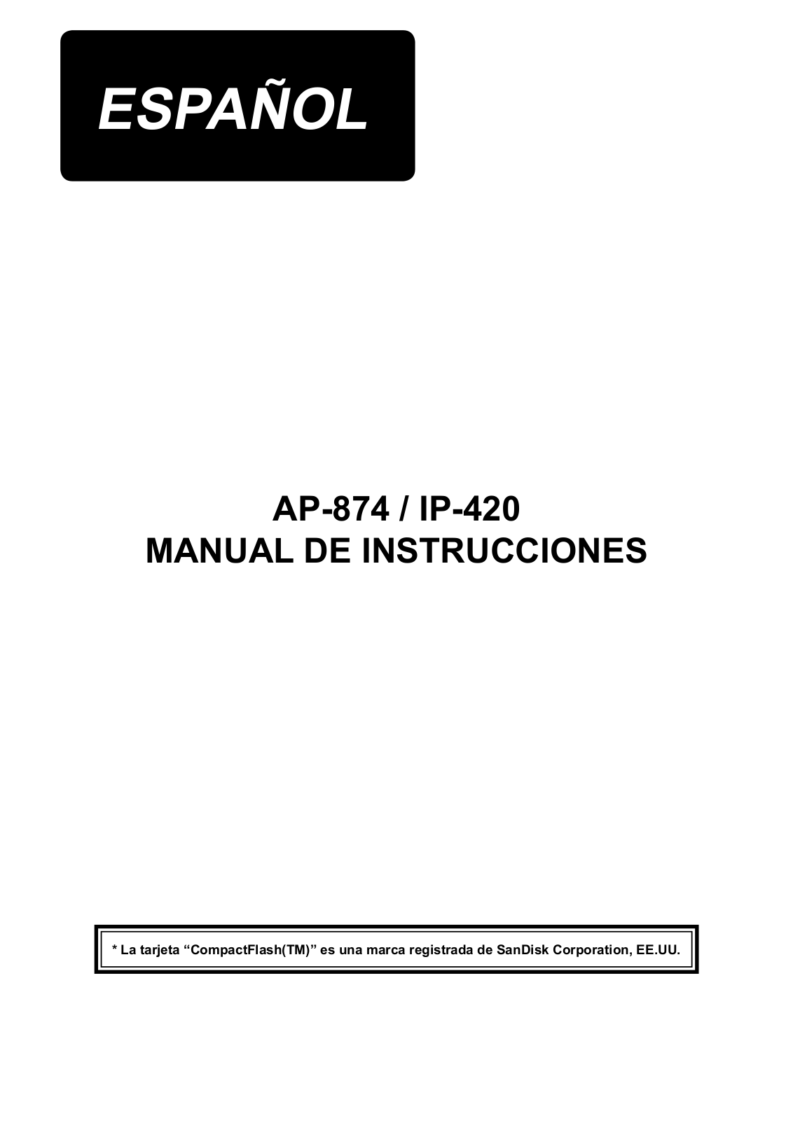 JUKI AP-874/IP-420 Instruction Manual