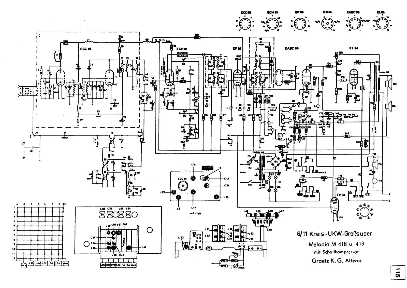 Graetz melodia m418, melodia u419 schematic