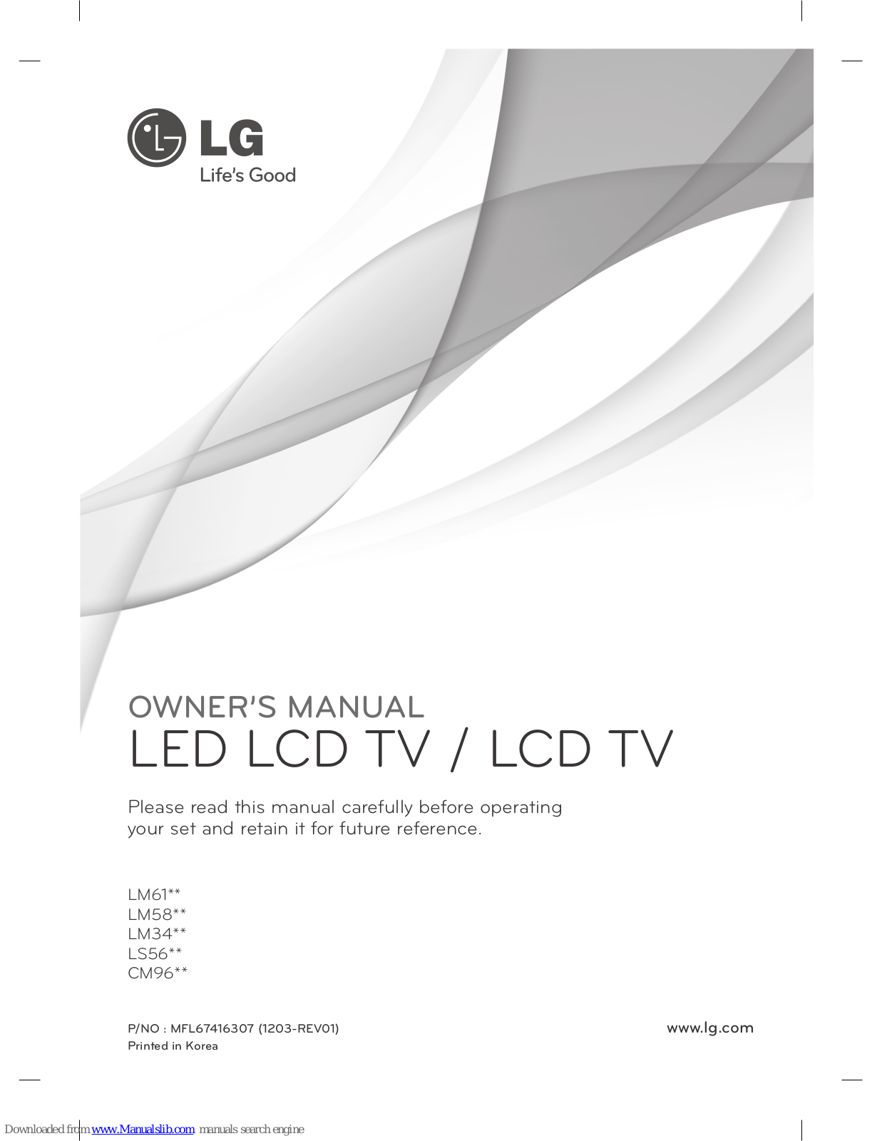 LG LM61, LM58, LM34, LS56, CM96 Owner's Manual