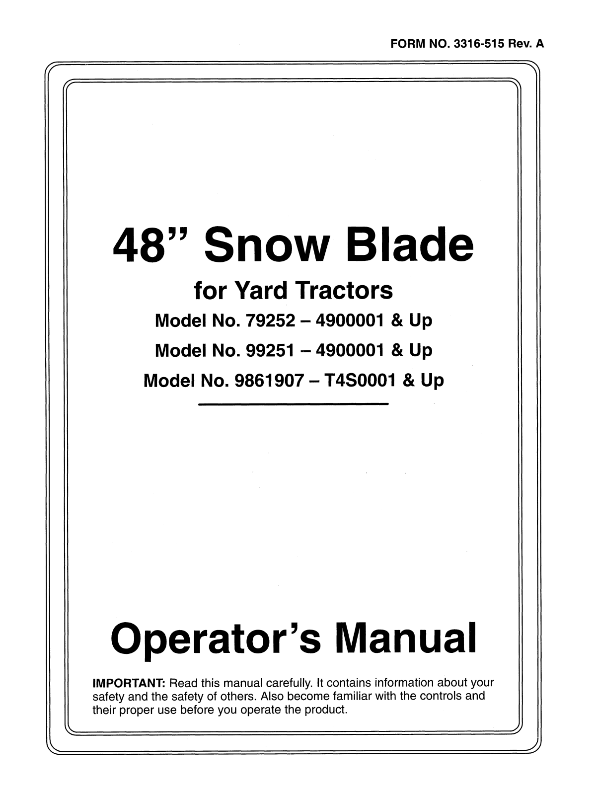 Toro 79252 Operator's Manual