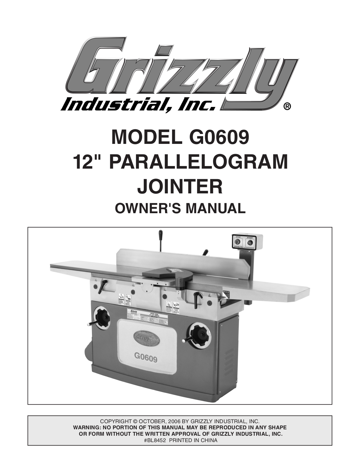 Grizzly G0609 User Manual