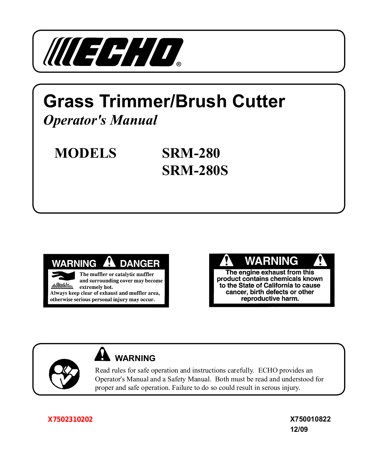 Echo SRM-280 User Manual