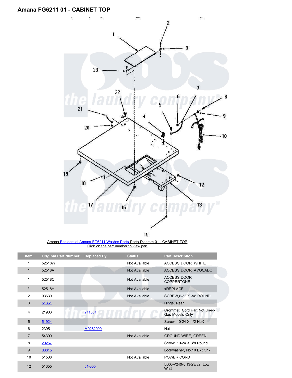 Amana FG6211 Parts Diagram