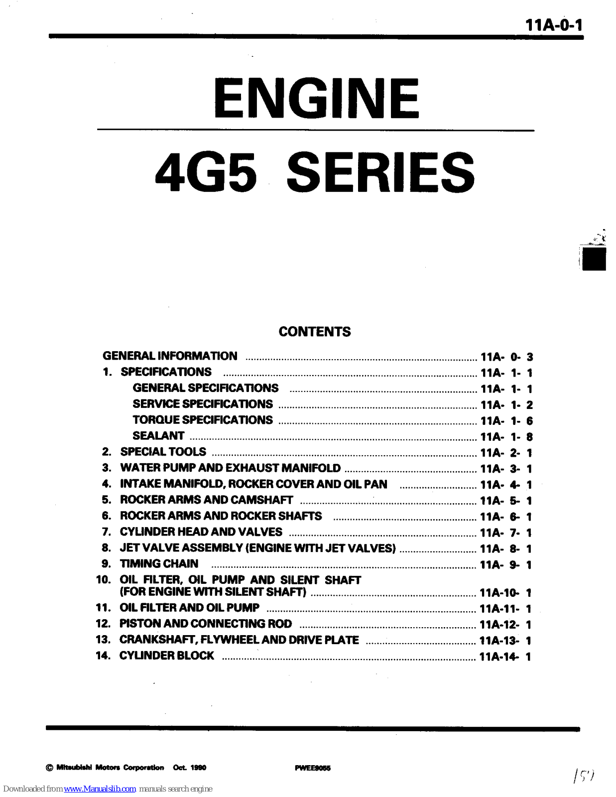 Mitsubishi 4G5 Workshop Manual