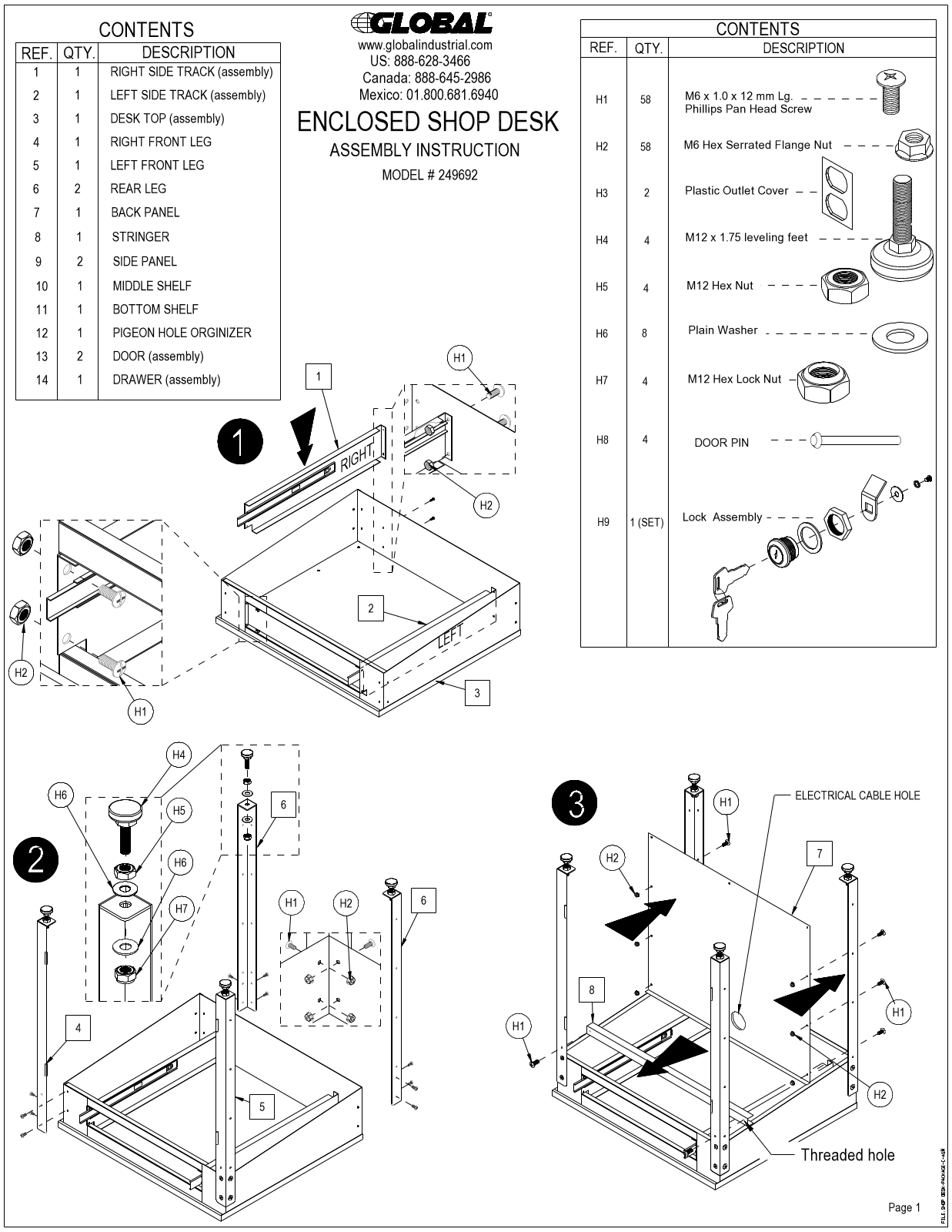 Global Industrial 300912 User Manual