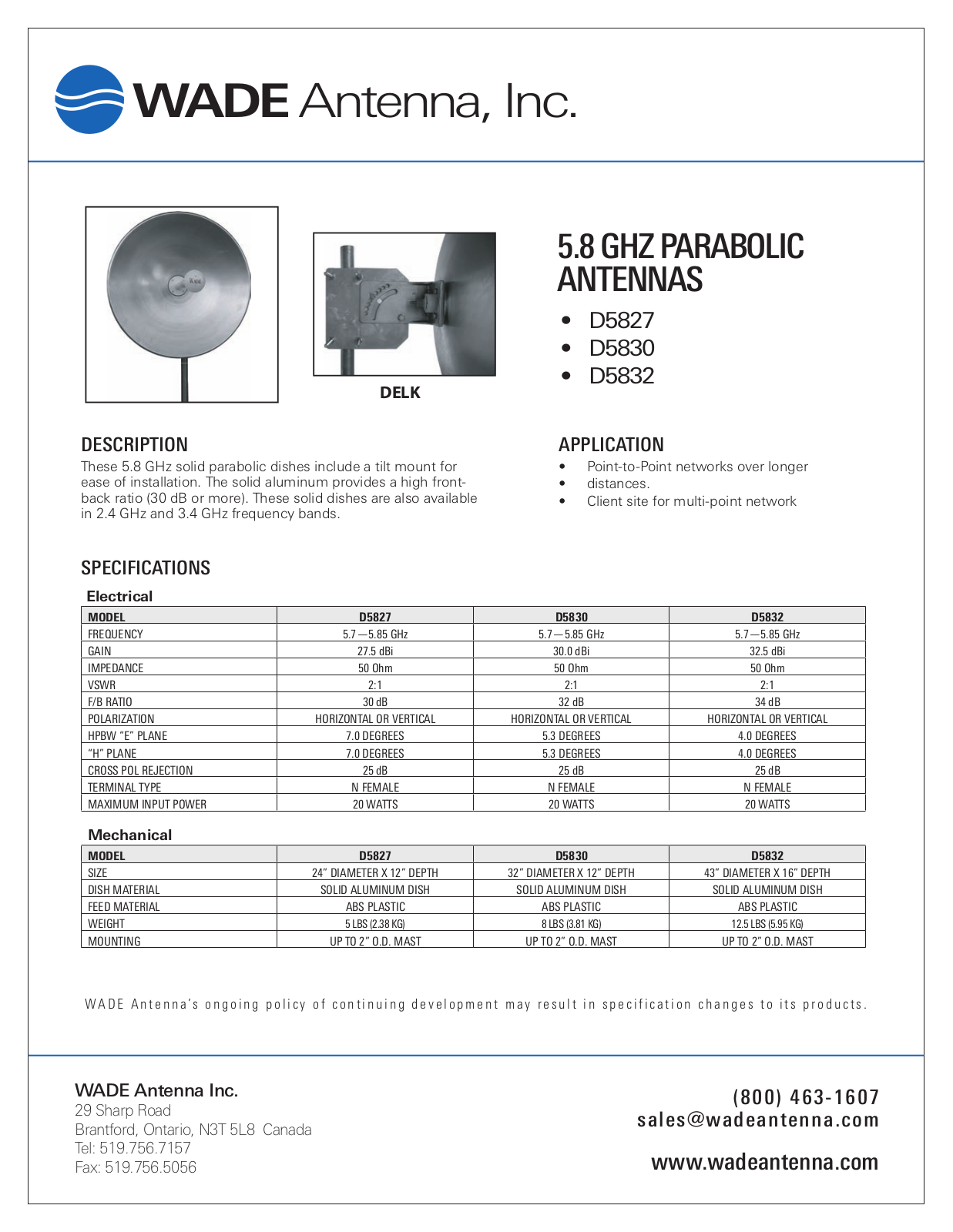 Wade Antenna D5832 User Manual