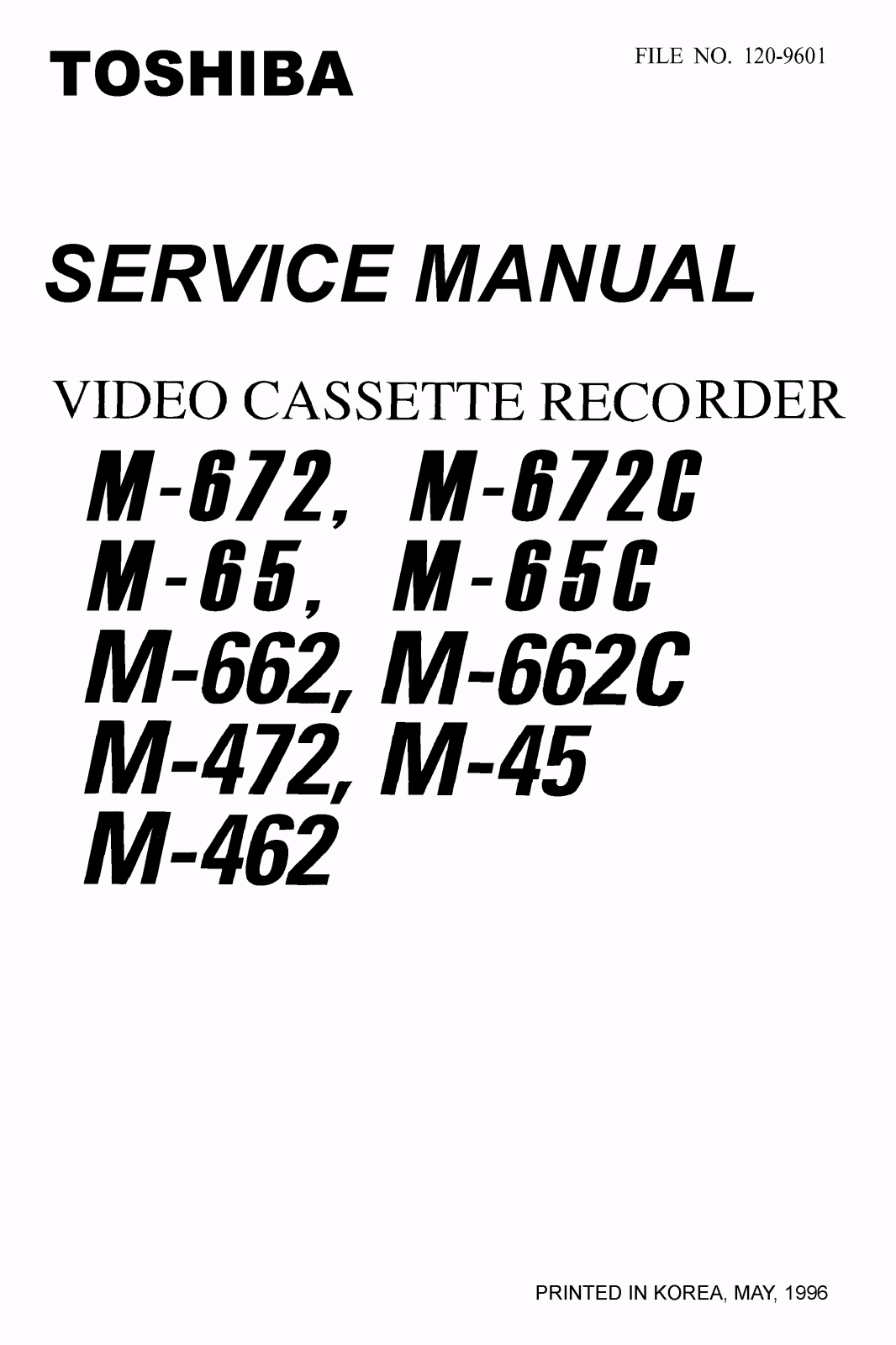 Toshiba M-45, M-462, M-65, M-472, M-65-C Service manual