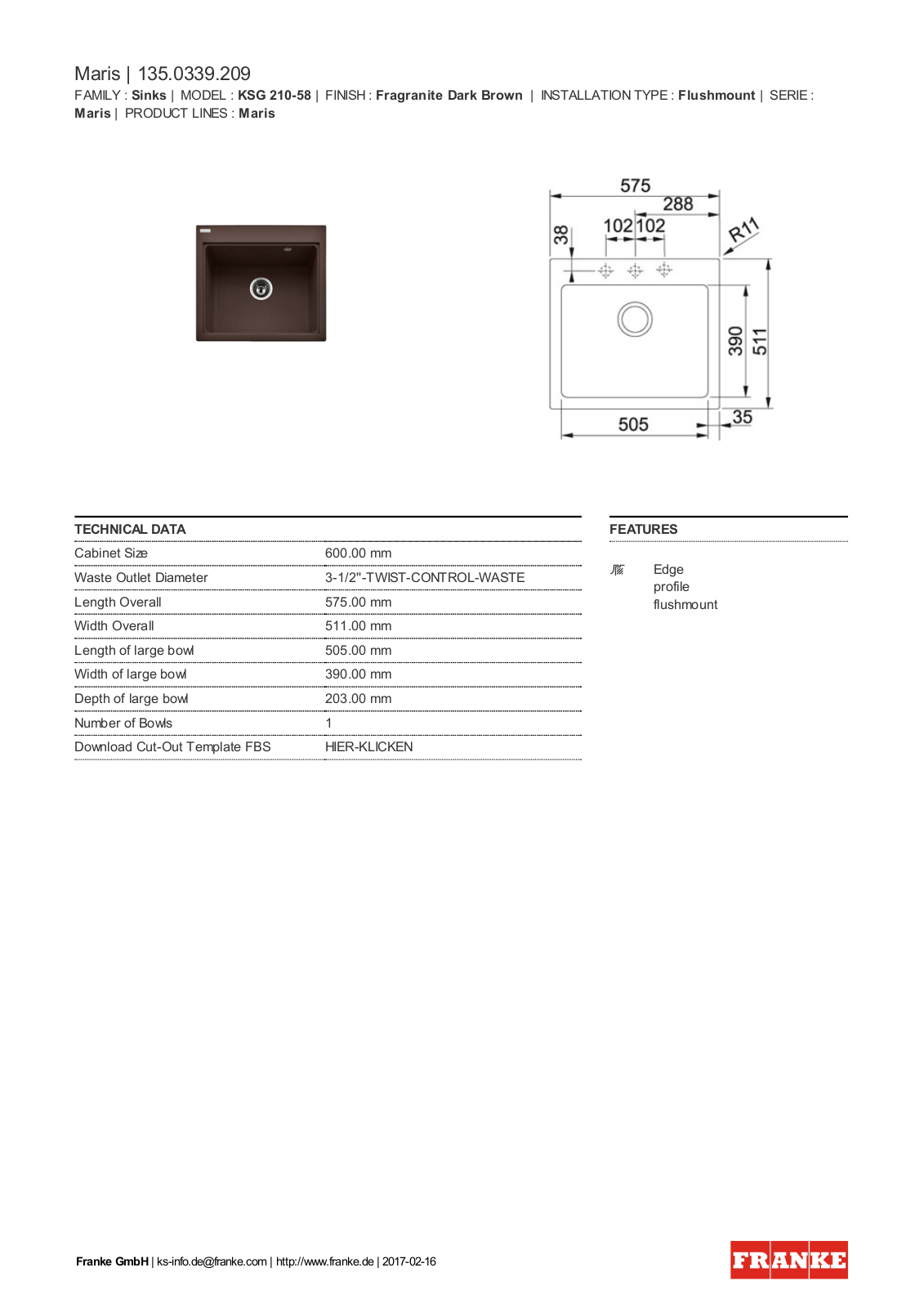 Franke 135.0339.209 Service Manual