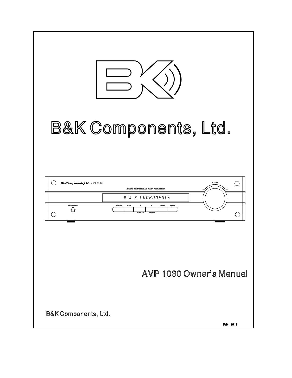 B and K AVP-1030 Owners manual