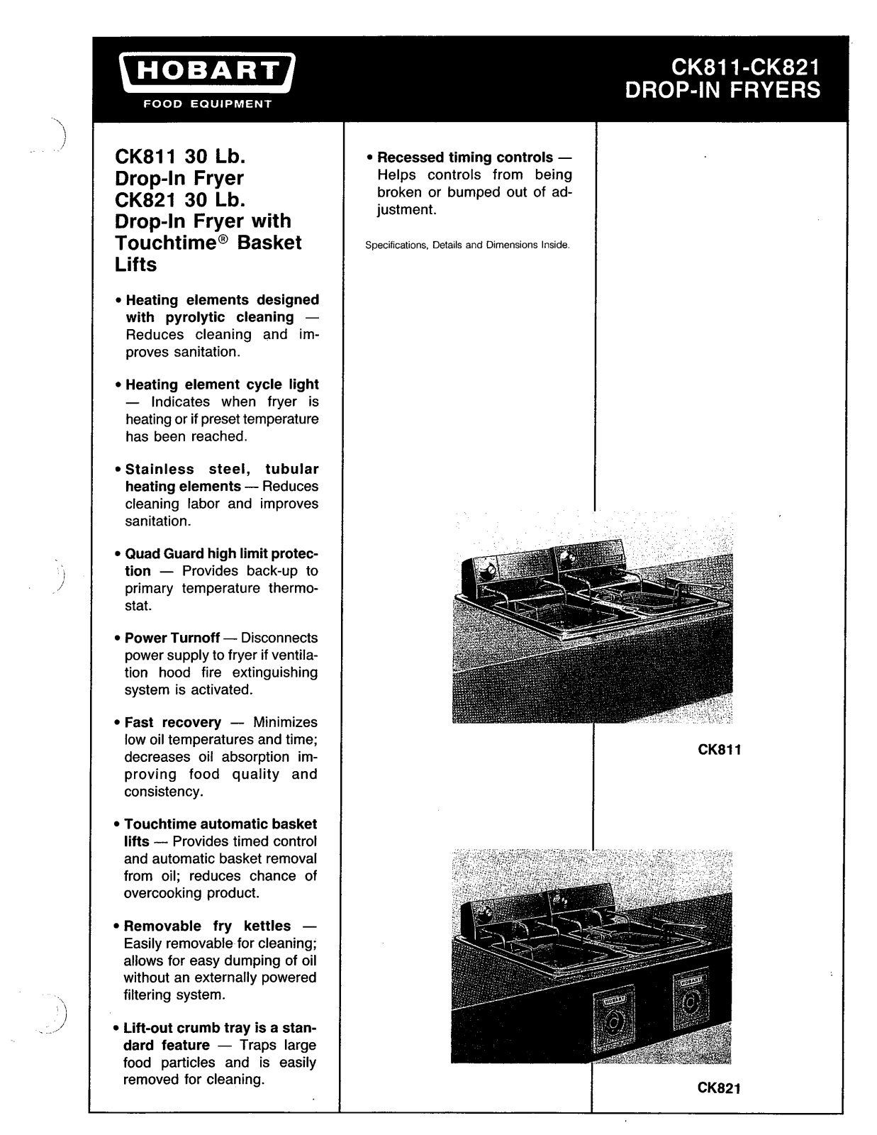 Hobart CK811, CK821 User Manual