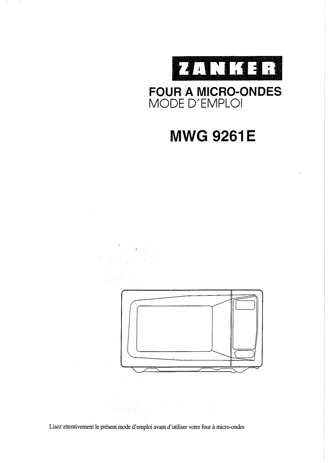 Zanker MWG9361E USER MANUAL