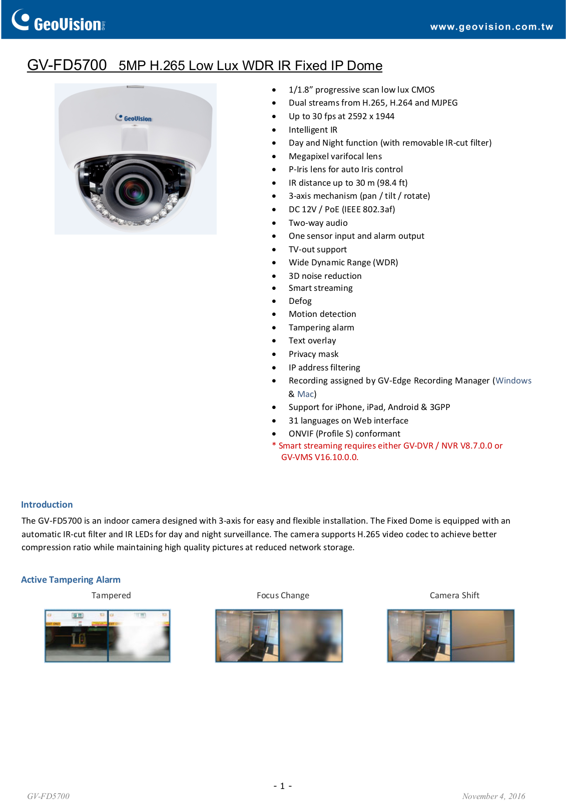 Geovision GV-FD5700 Specsheet