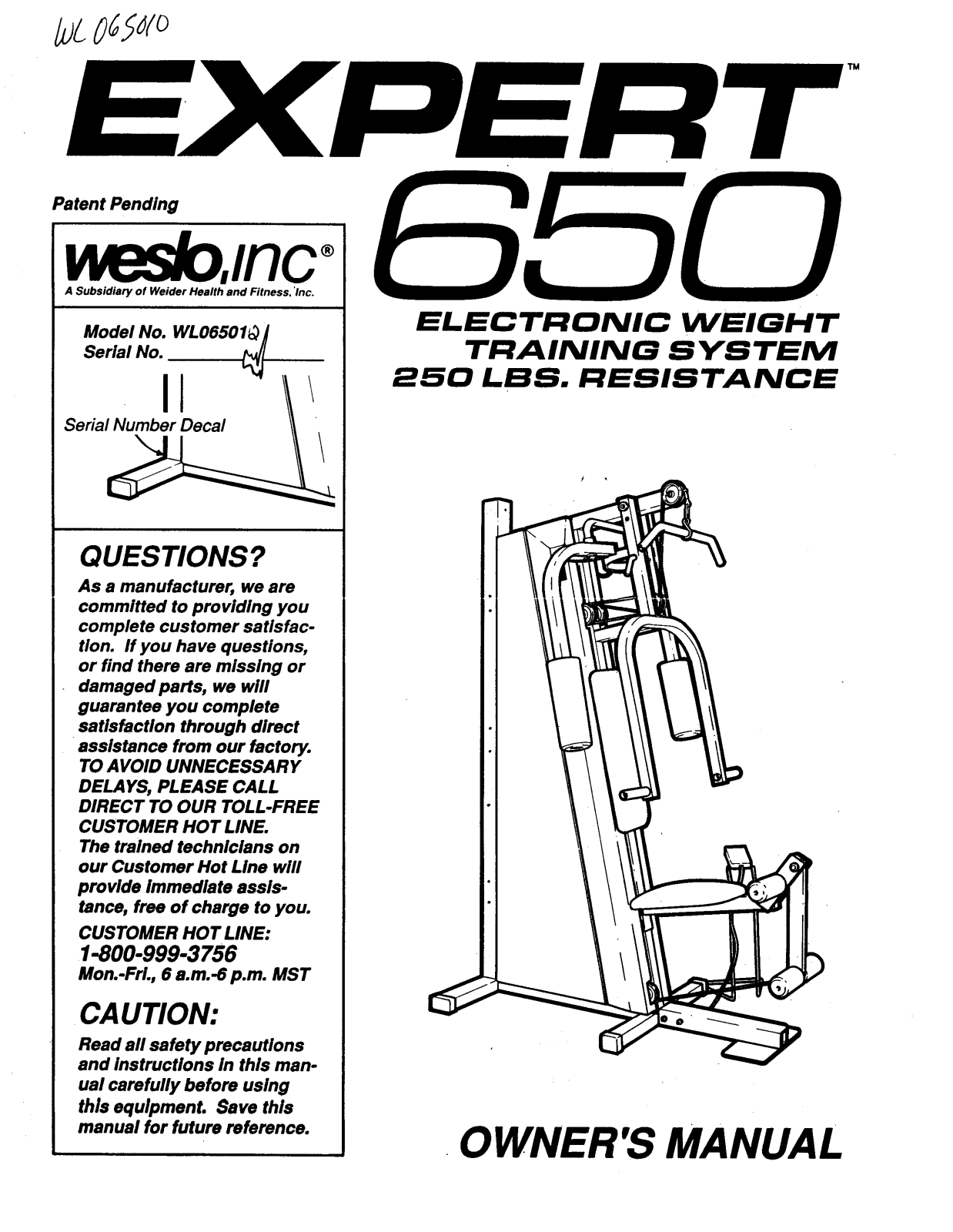 Weslo WL065010 Owner's Manual