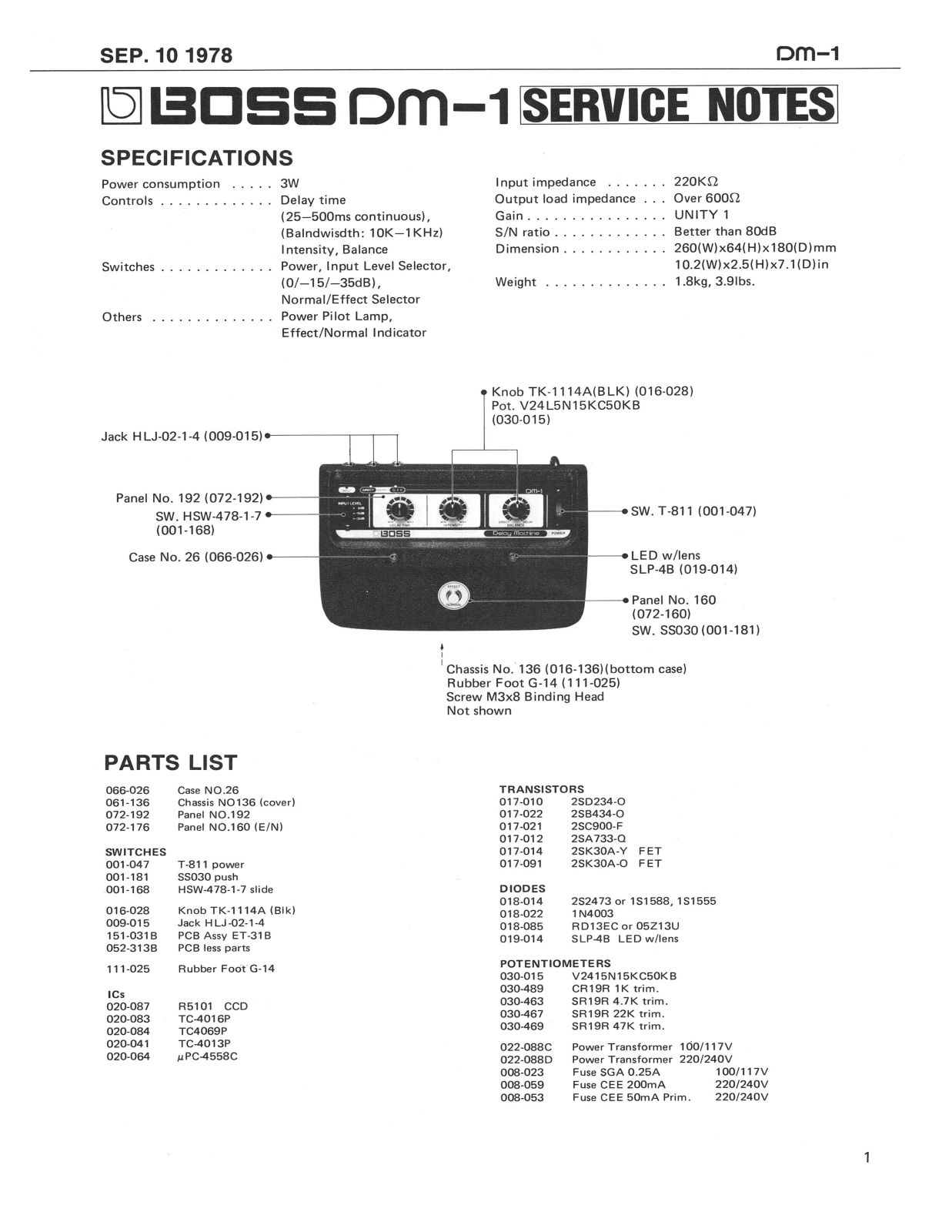 BOSS DM-1 Service Manual