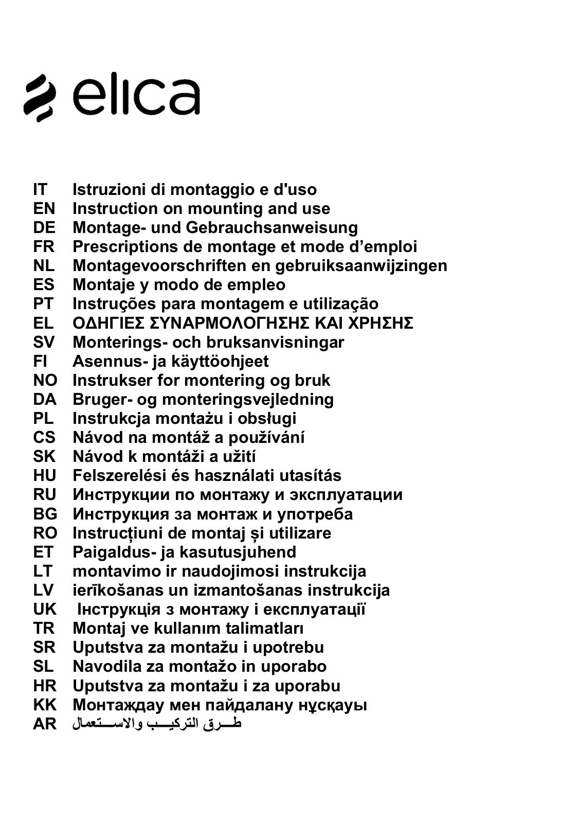 Elica TRIBE ISLAND IX/A/90 User Manual