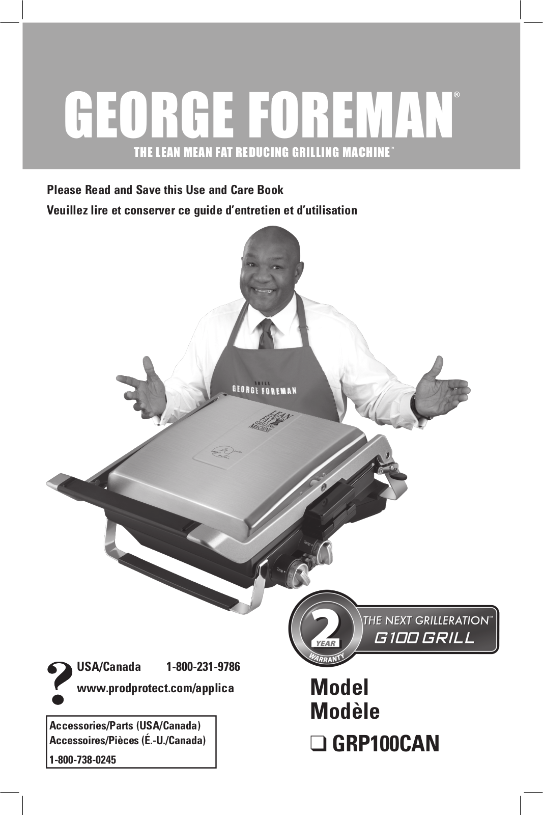 George Foreman GRP100CAN User Manual