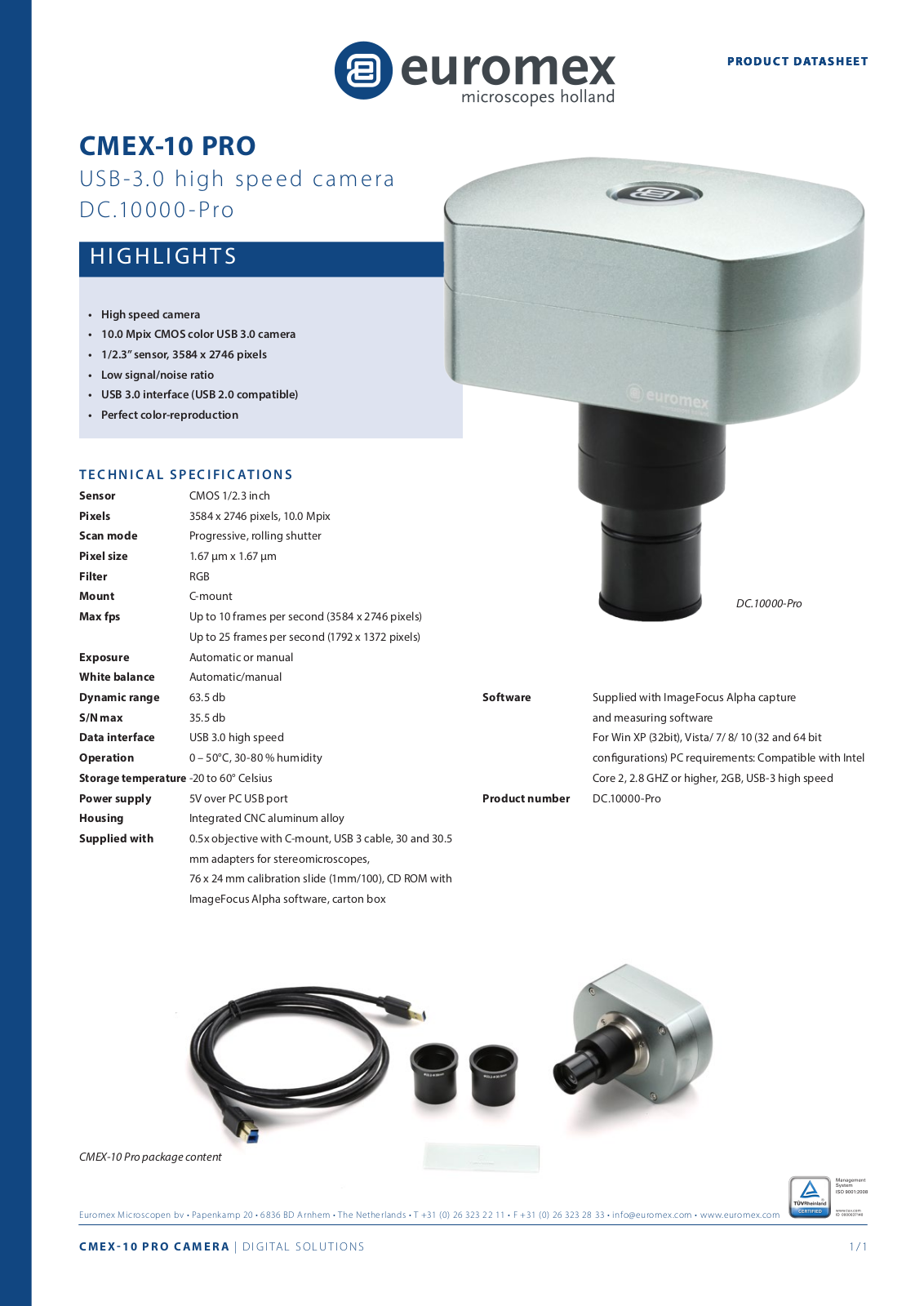 Euromex CMEX-10 PRO Data sheet - ManualMachine.com