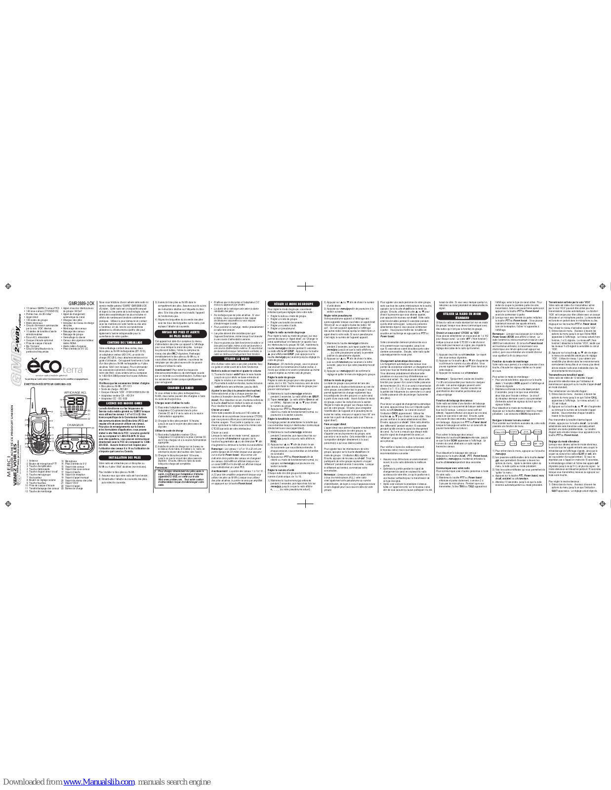 Uniden GMR2889-2CKQ Owner's Manual