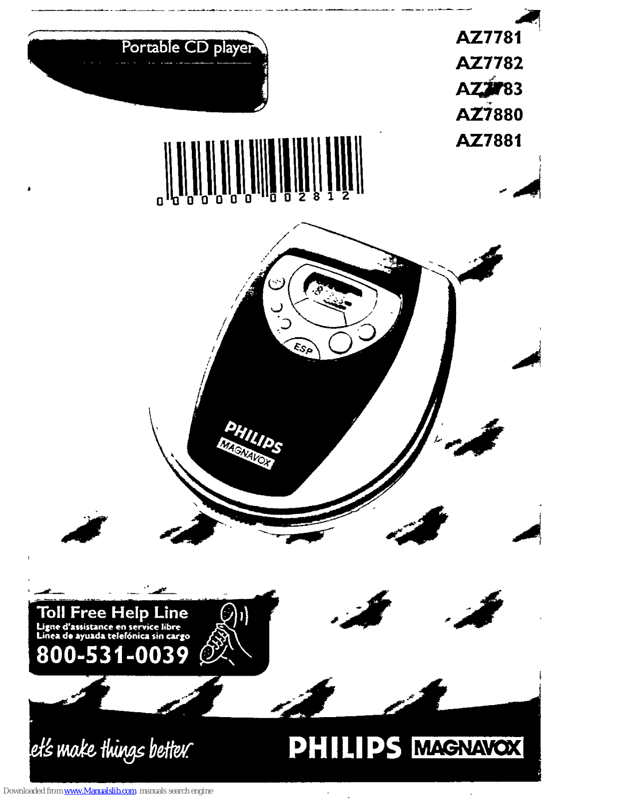 Philips/Magnavox AZ7781/05, AZ7782/05, AZ7783/00, AZ7782/00, AZ7781/14 User Manual