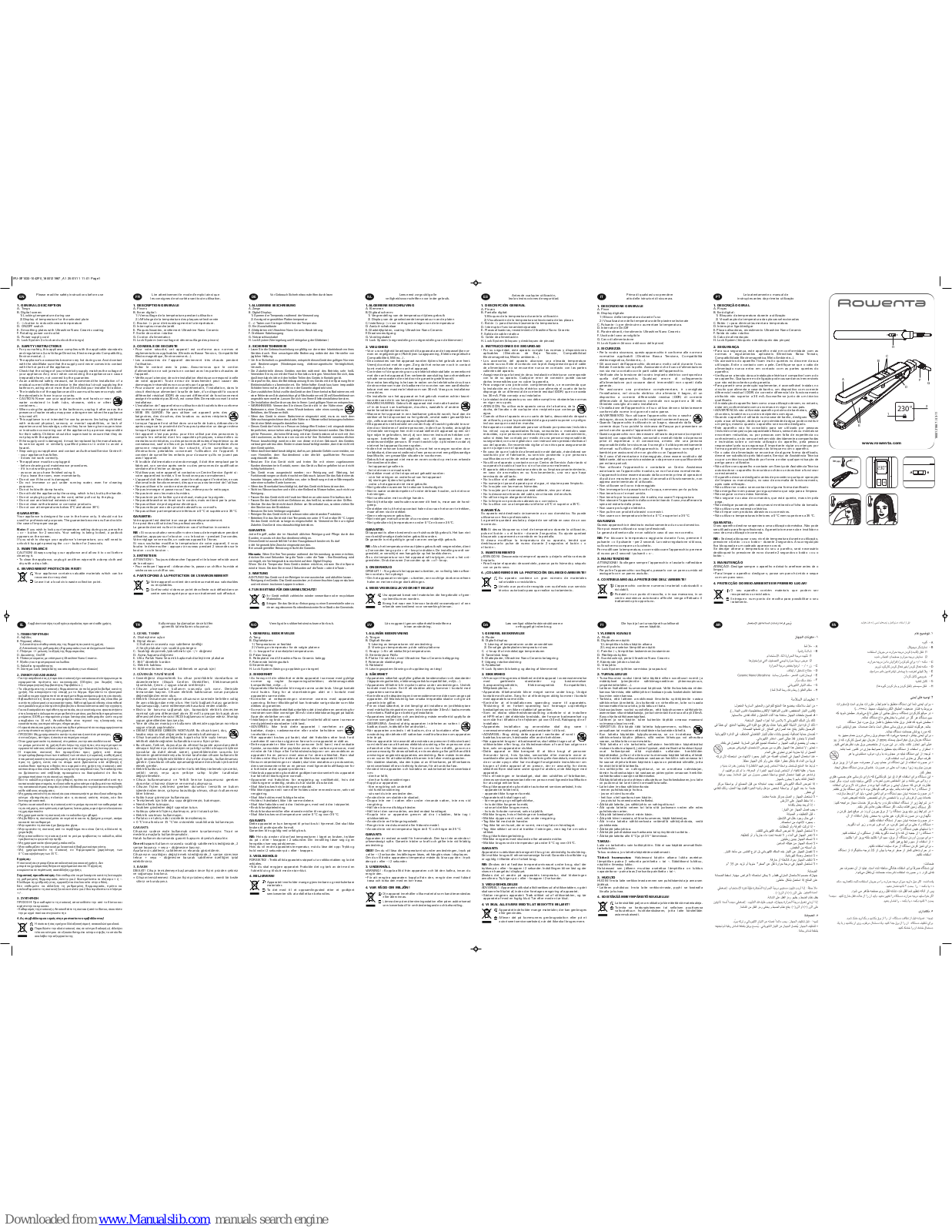 Rowenta SF1033, SF1042F0 Instructions Manual