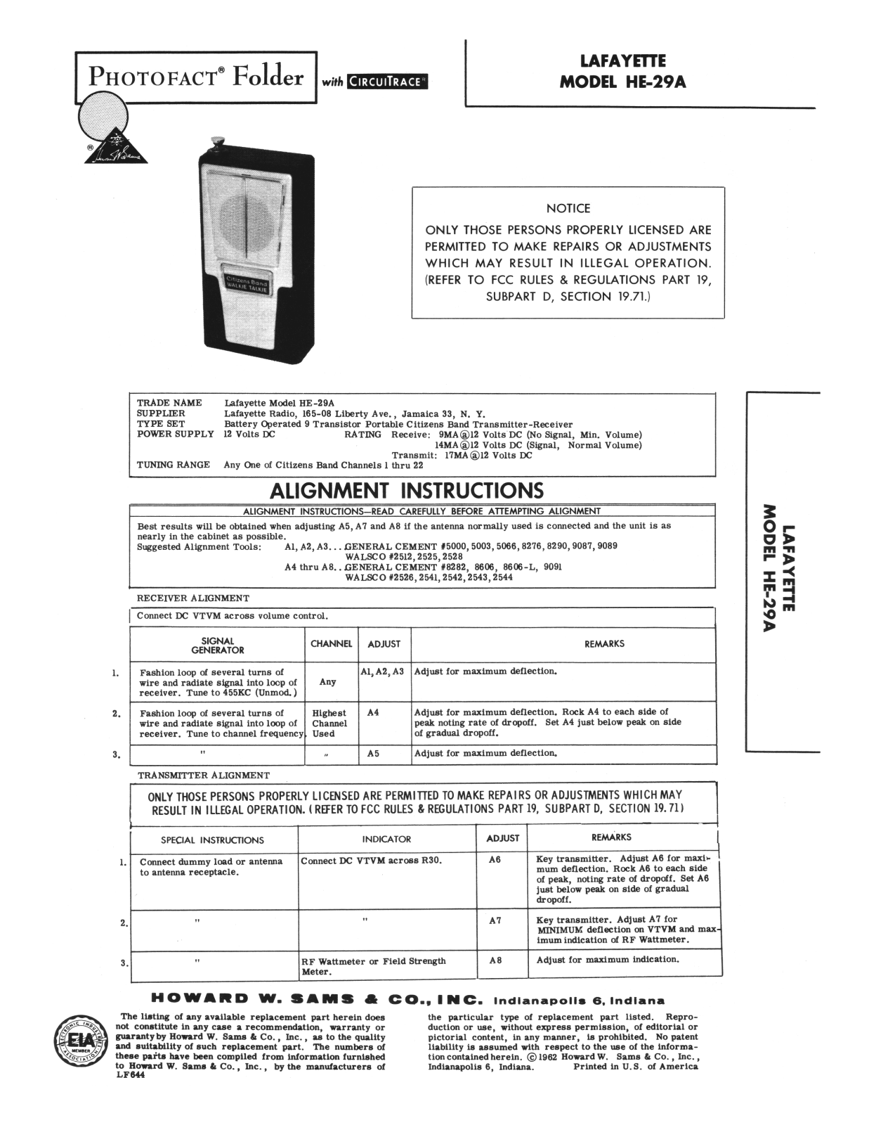 Lafayette HE-29-A Service manual