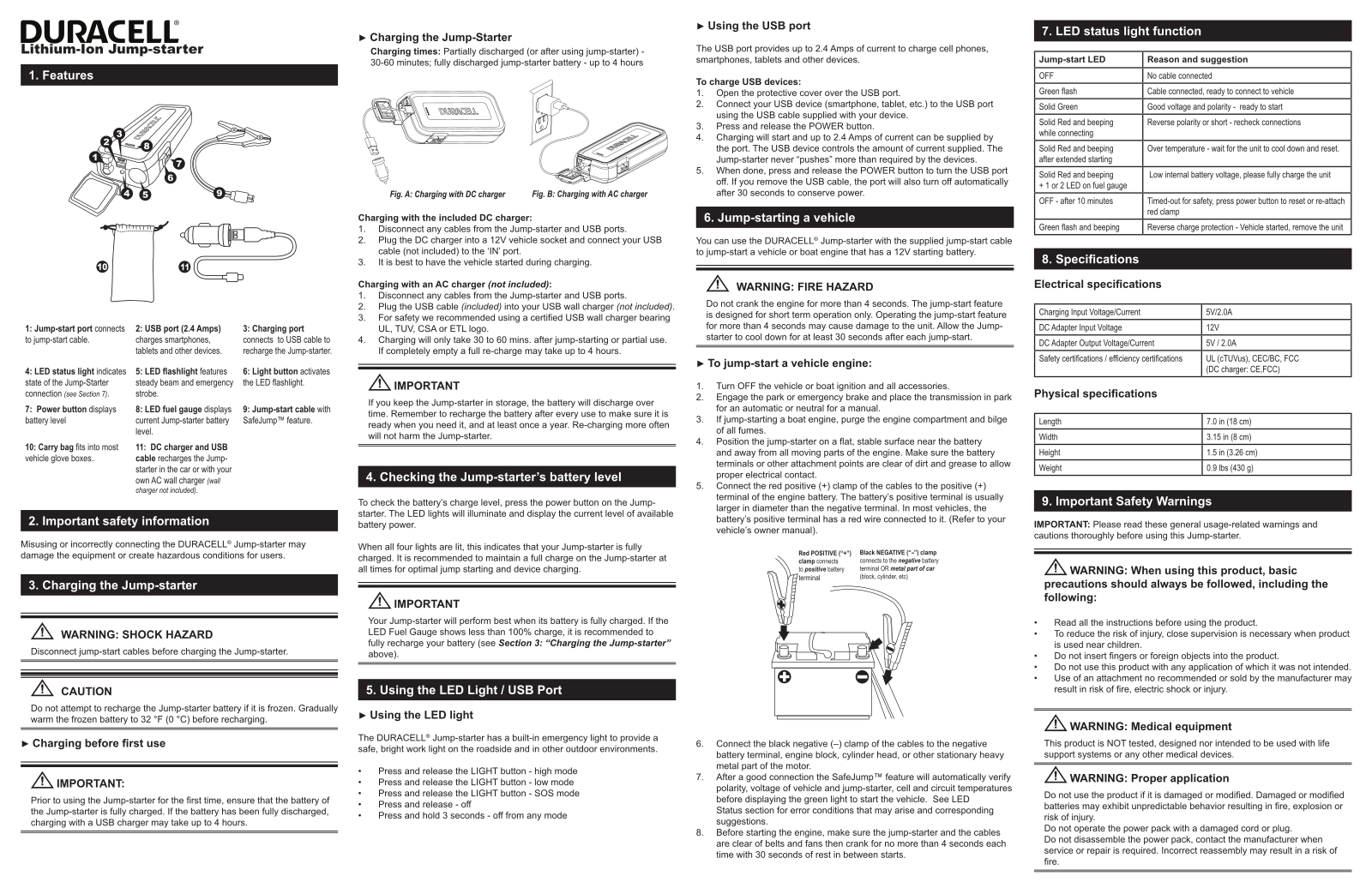 Duracell Lithium-Ion Jump Starter User Manual