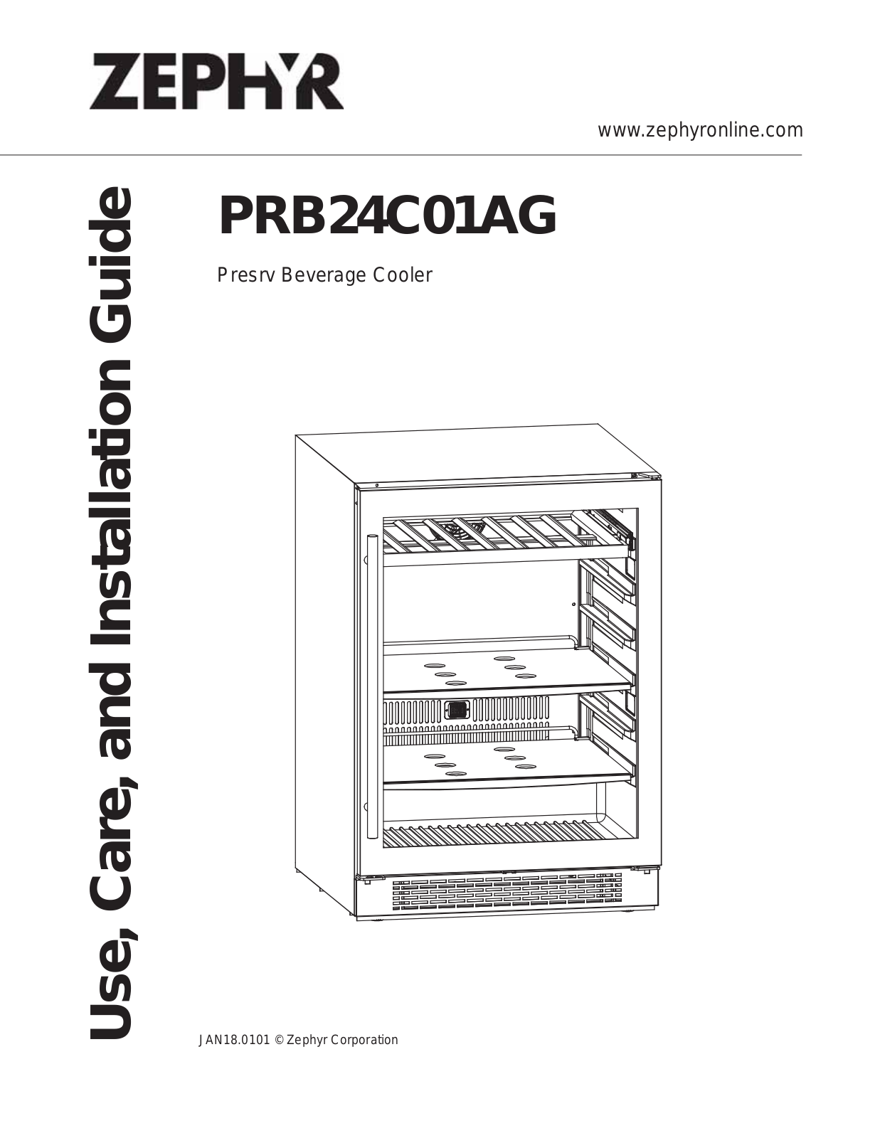 Zephyr PRB24C01AGADA INSTALLATION INSTRUCTIONS AND OPERATION MANUAL