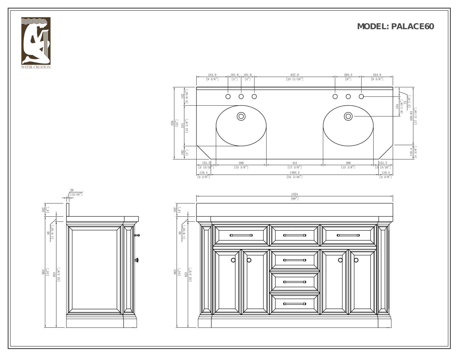 Water Creation PA60D0509PW, PA60D0513CG, PA60B0500CG, PA60A0100PW, PA60B0100PW Specifications