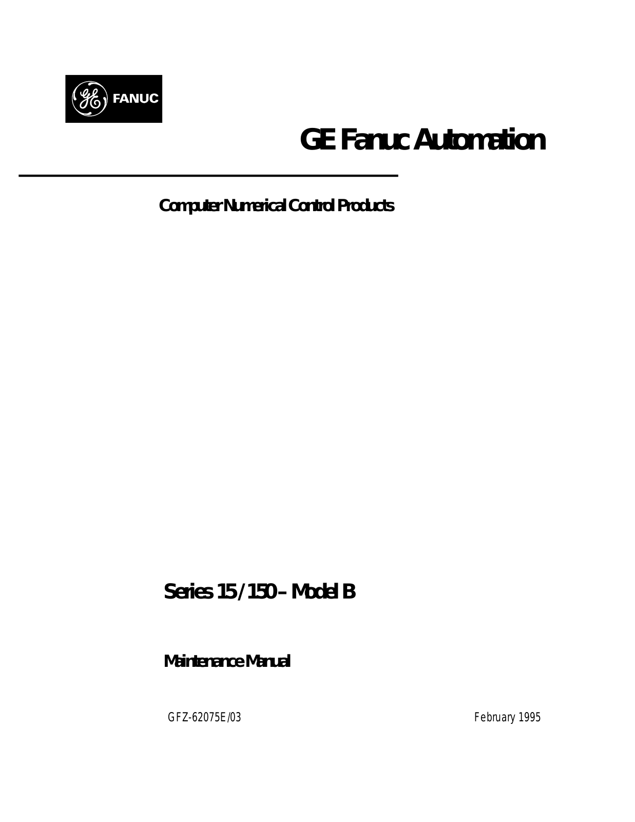 fanuc GFZ-62075E-03 Maintenance Manua