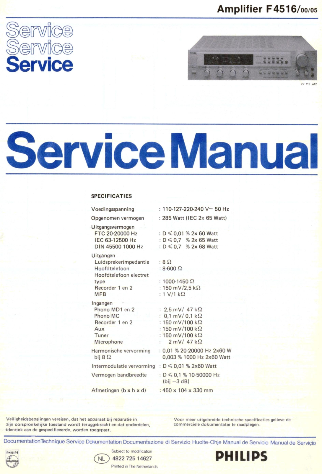 Philips F-4516 Service manual