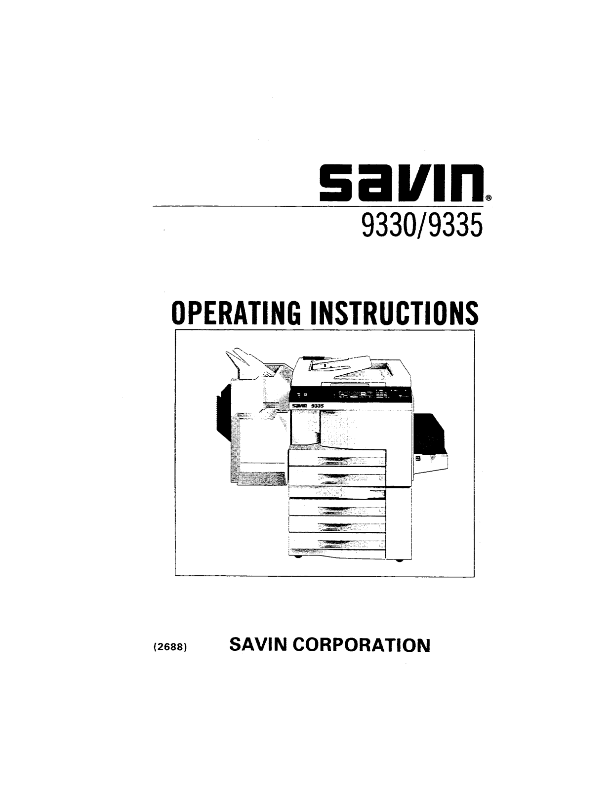 Savin 9335 Operating Manual