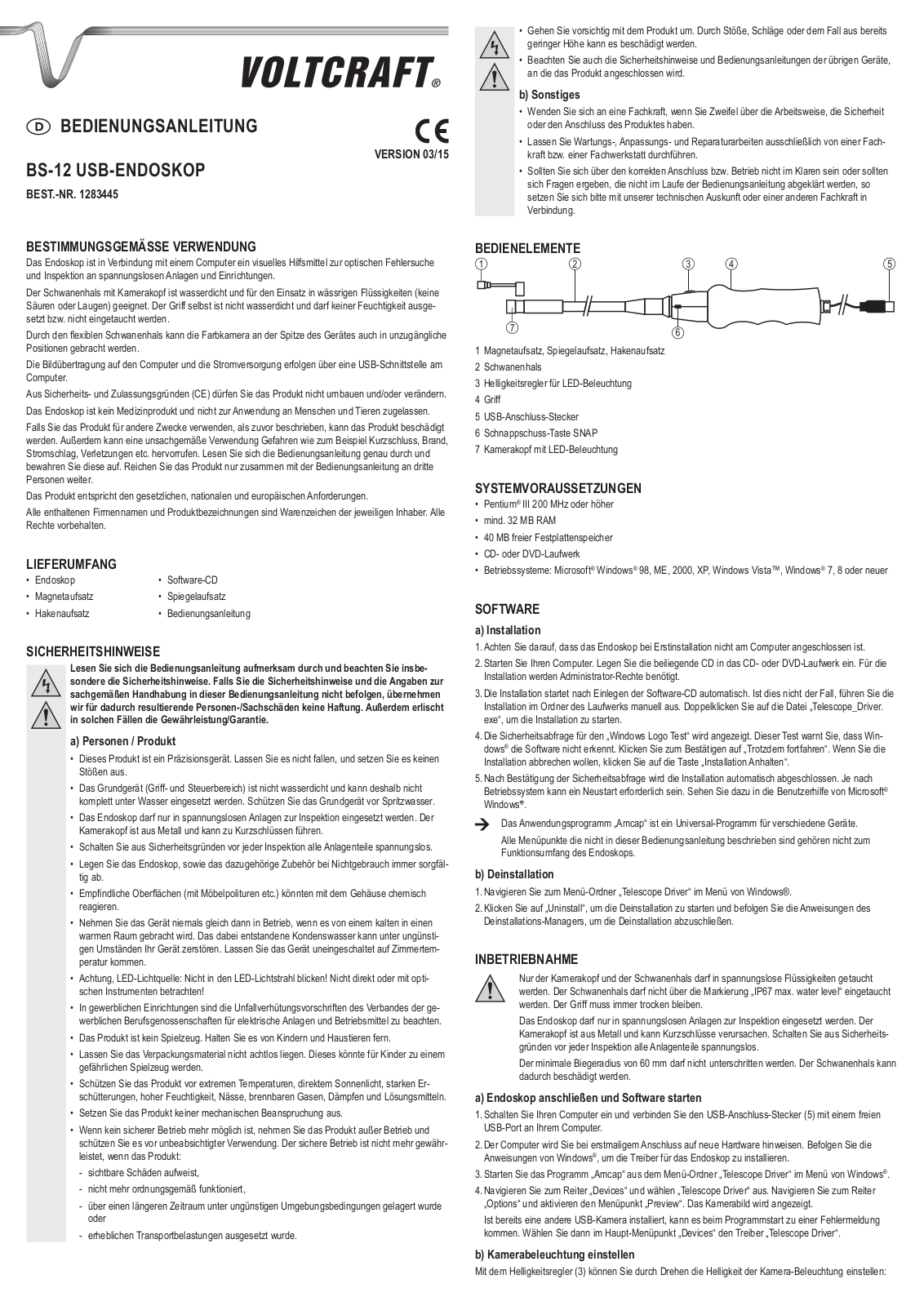 VOLTCRAFT BS-12 USB Operation Manual