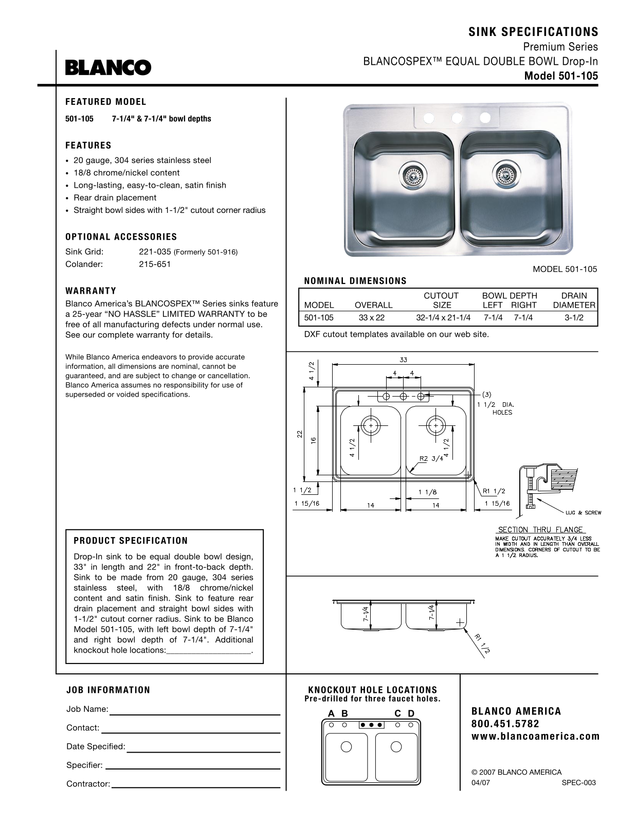 Blanco 501-105 User Manual