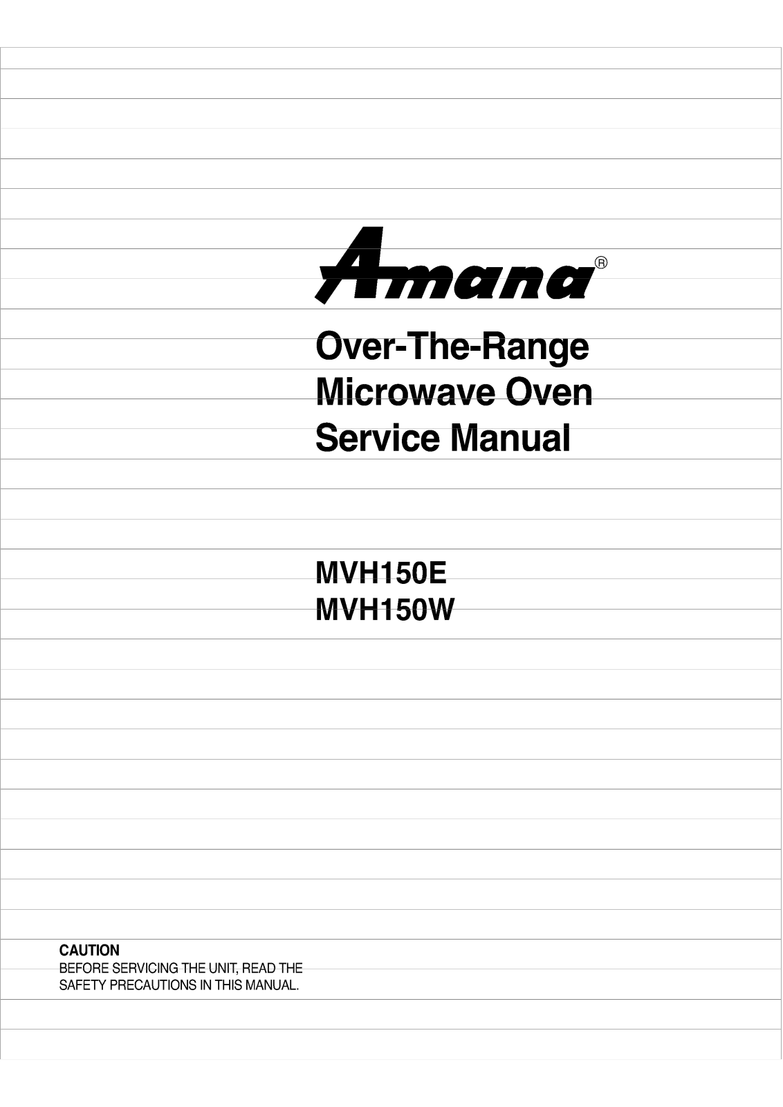 Amana Mvh150e, Mvh150w Service Manual