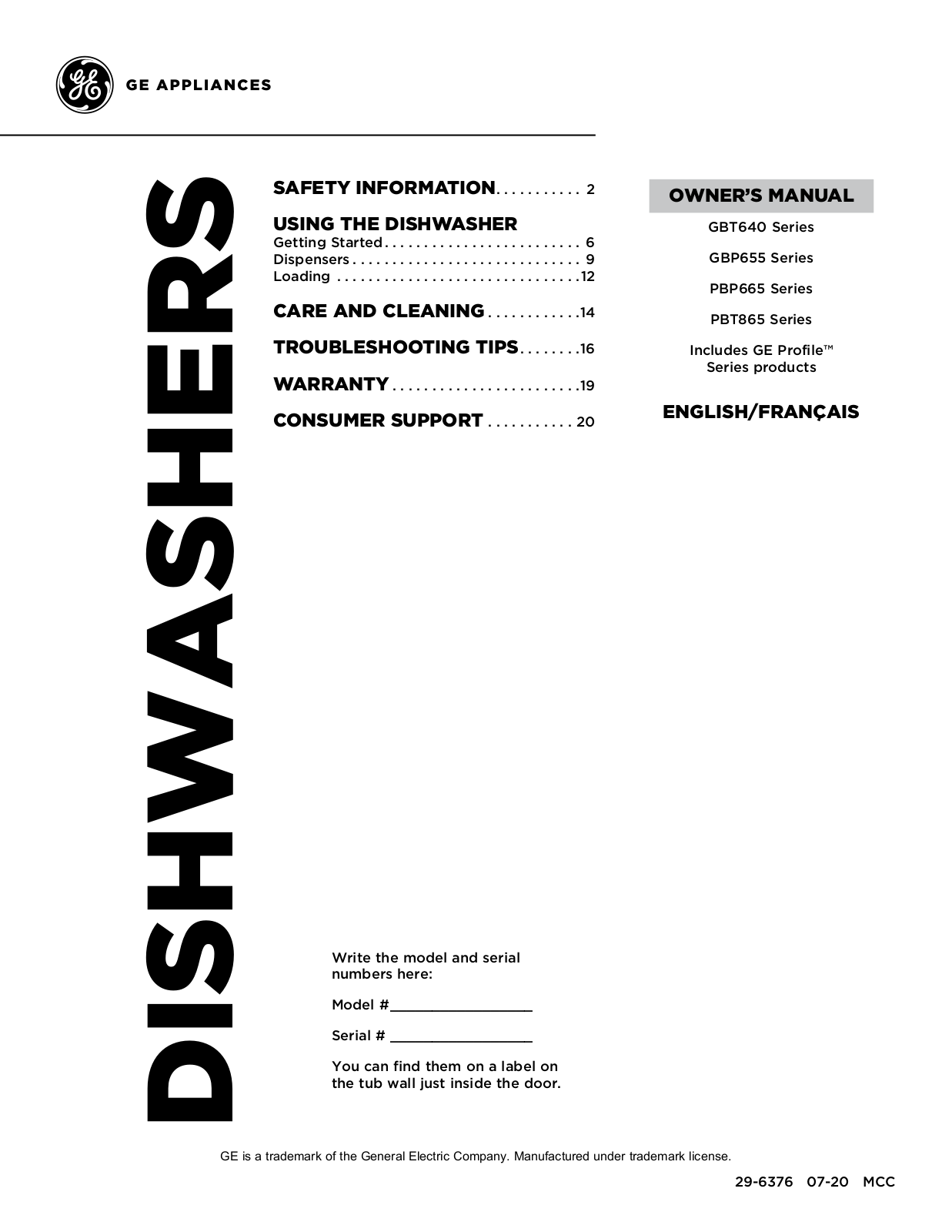 GE PBT865SSPFS, PBT865SMPES OWNER’S MANUAL