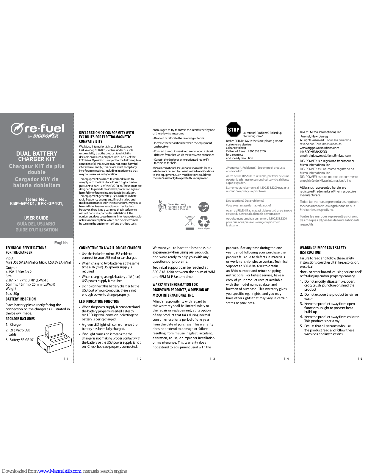 DigiPower re-fuel KBP-GP401, re-fuel RFK-GP401 User Manual