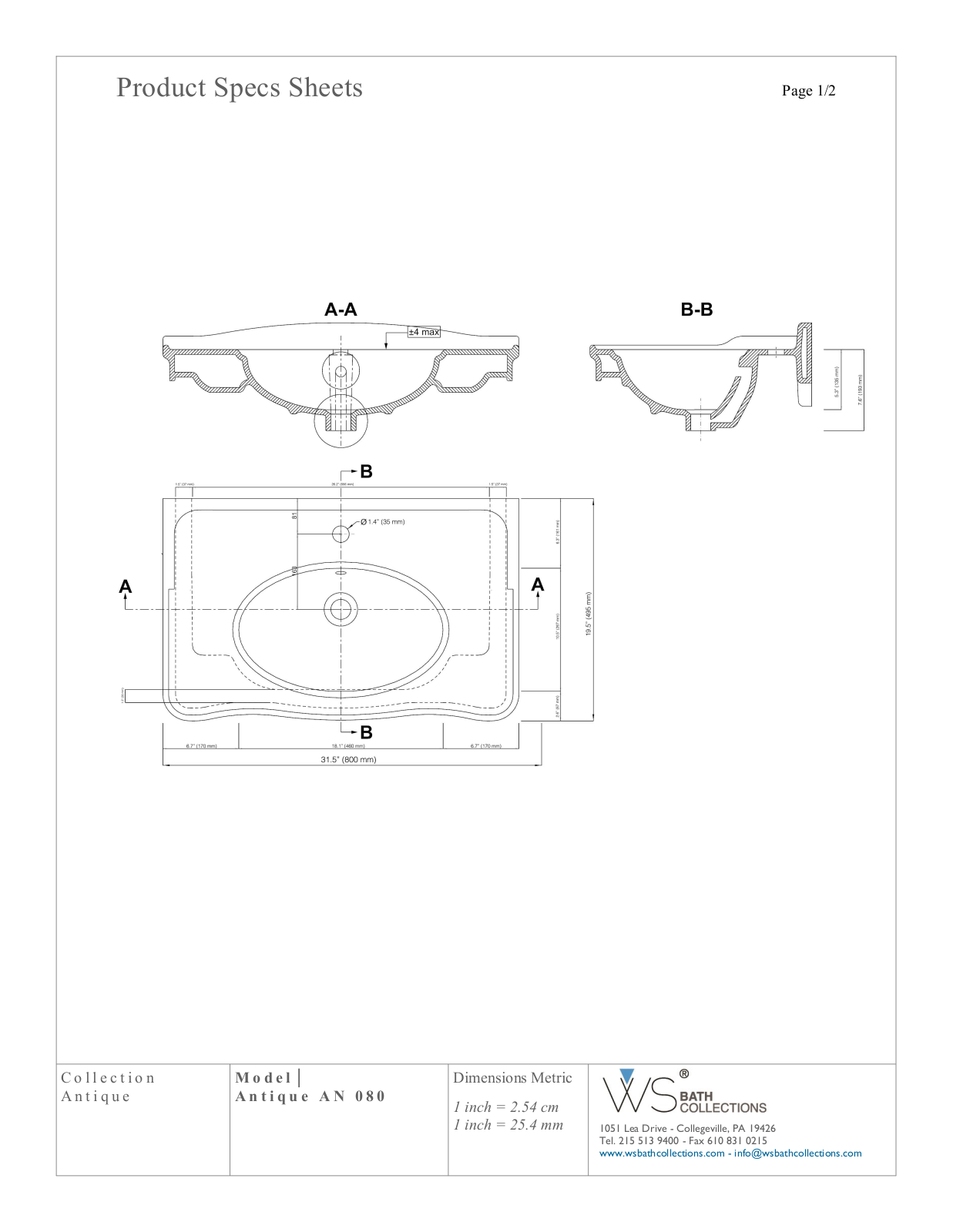 WS Bath Collections WSO3126 Specifications - ManualMachine.com