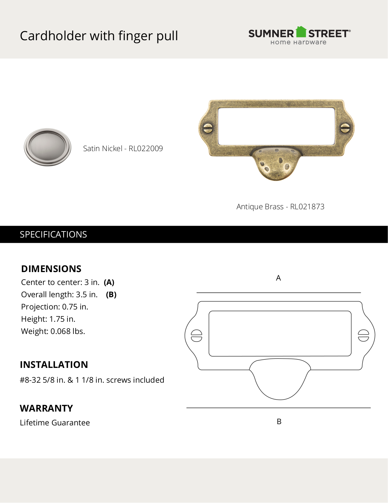 Sumner Street Home Hardware CTHD1116 Specifications - ManualMachine.com