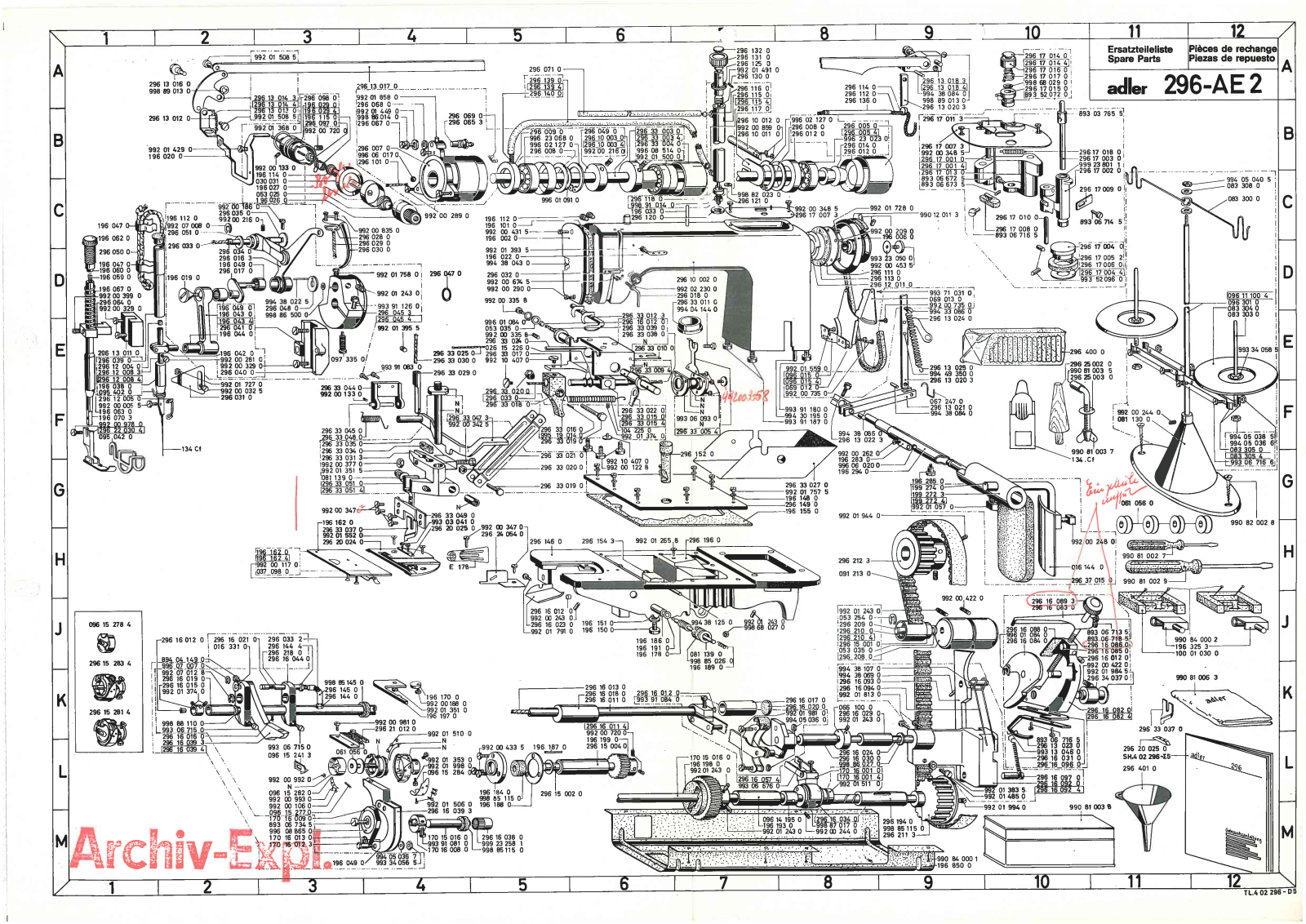 Duerkopp Adler 296-AE2 Parts list