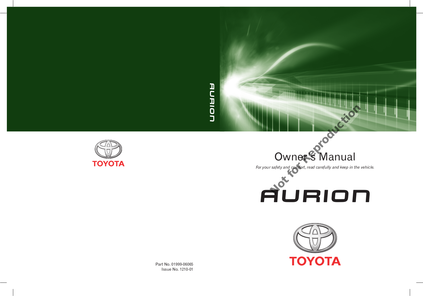 Toyota AURION 2013 Owner's Manual