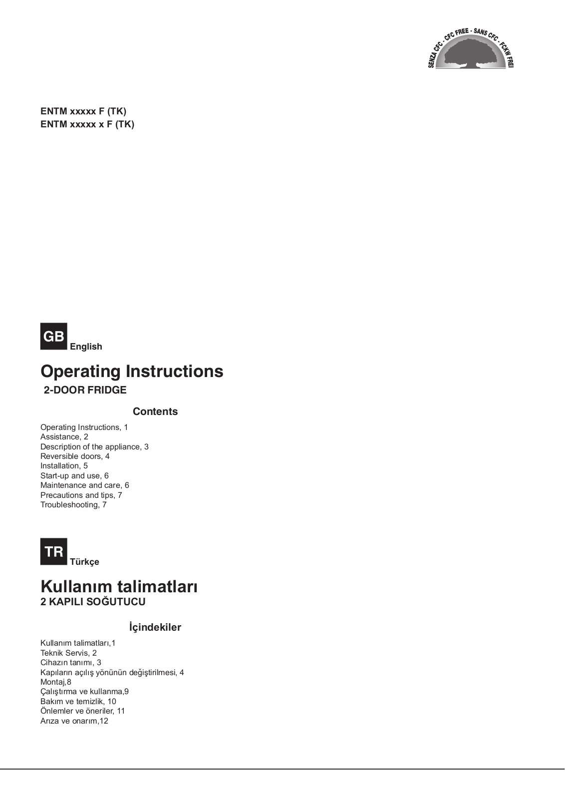 HOTPOINT/ARISTON ENTM 18211 F (TK) User Manual