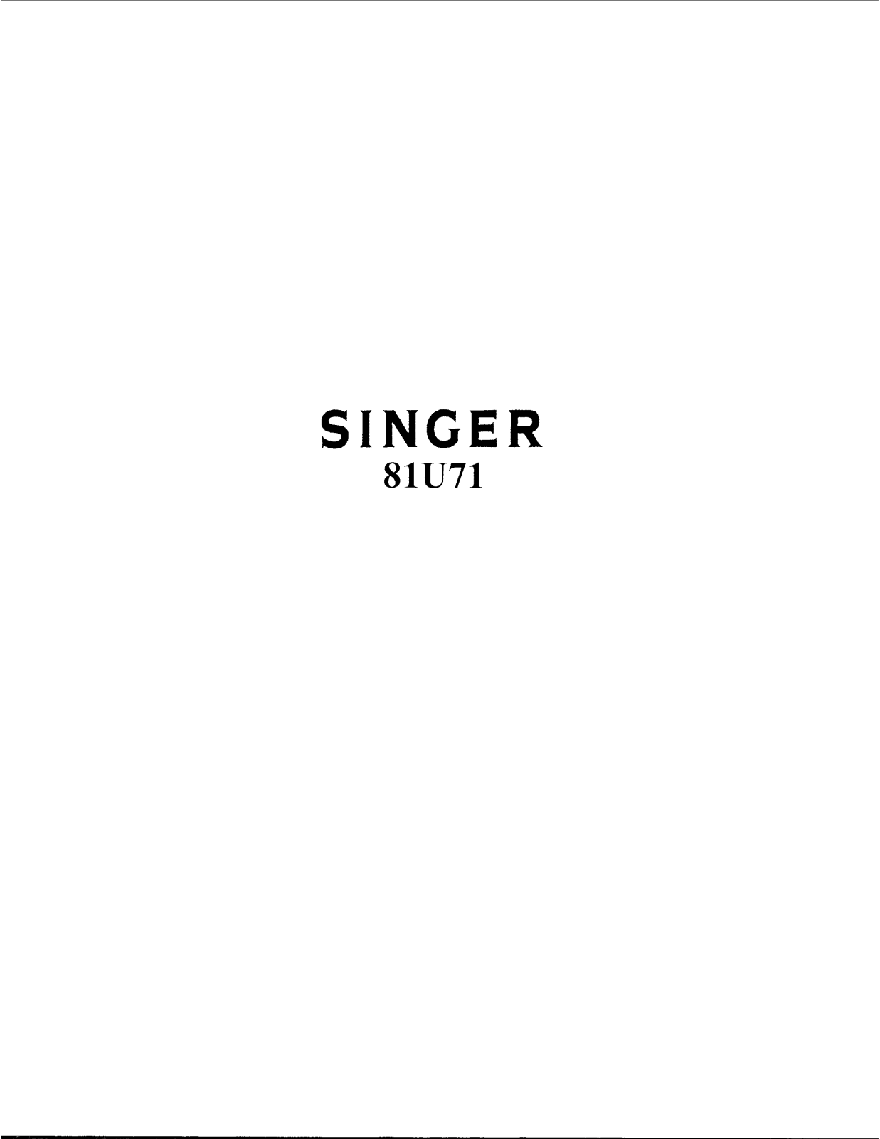 SINGER 81U71 Parts List